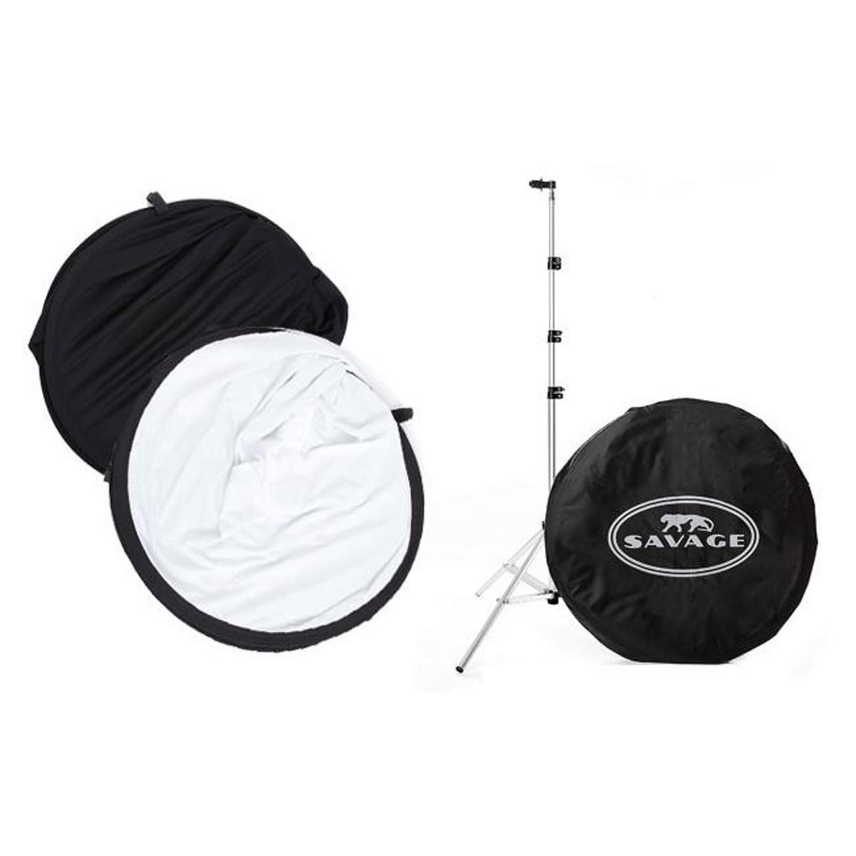Savage 5×6′ Collapsible Disc Reversible Muslin Style Background with 8′ Aluminum