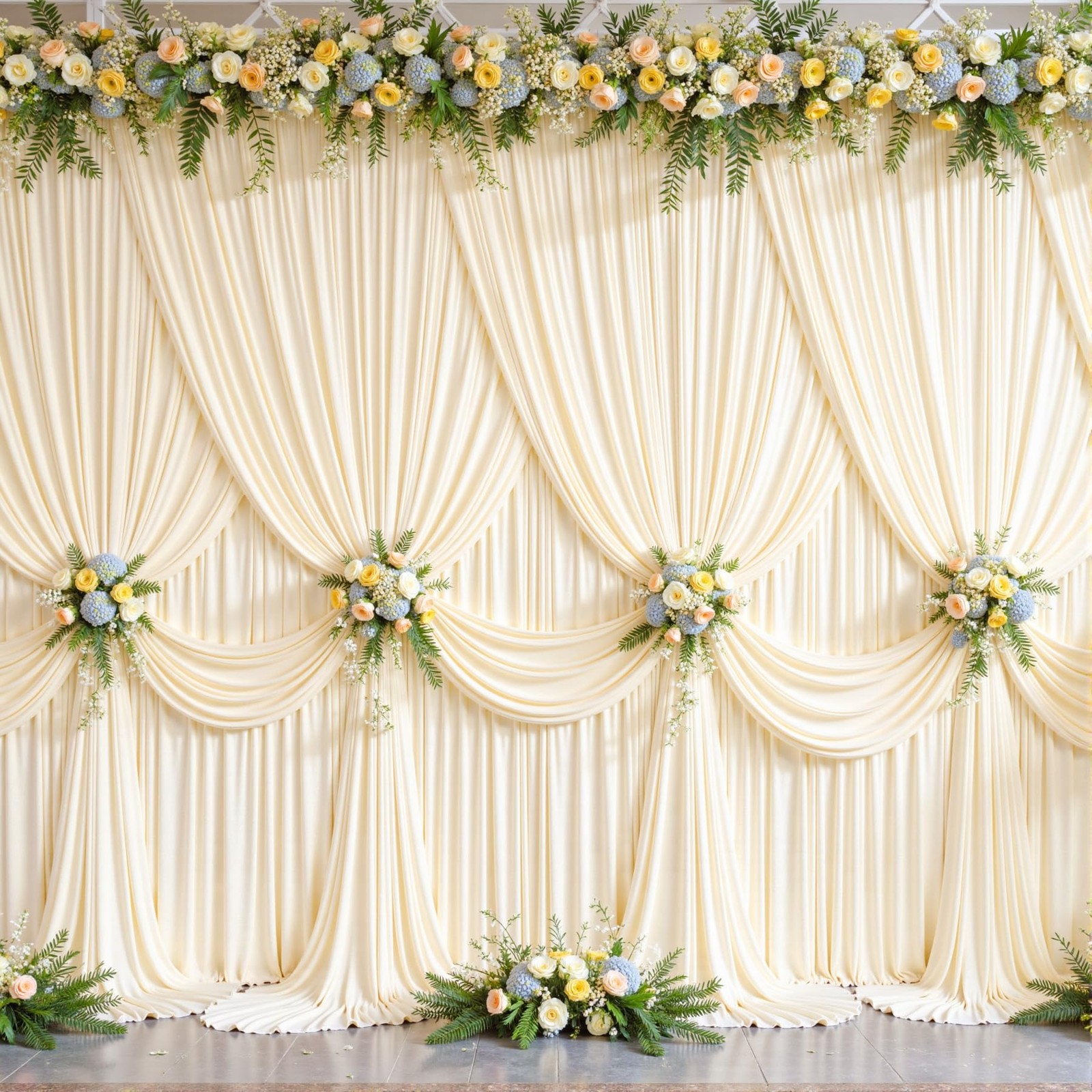 50ft x 10ft Wrinkle Free Champagne 5′(W) x 10′(H), 10 panels,