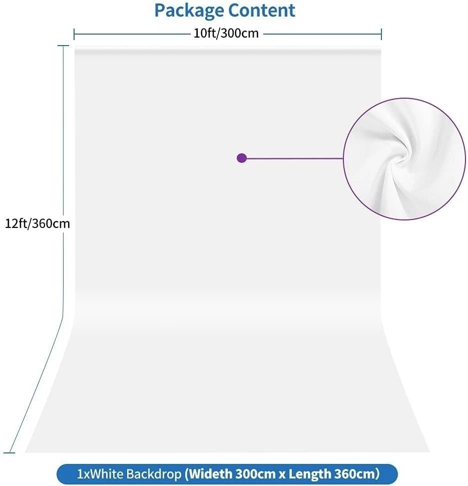 Elegant 10×12 ft White Seamless Photography Backdrop for Professional Shots
