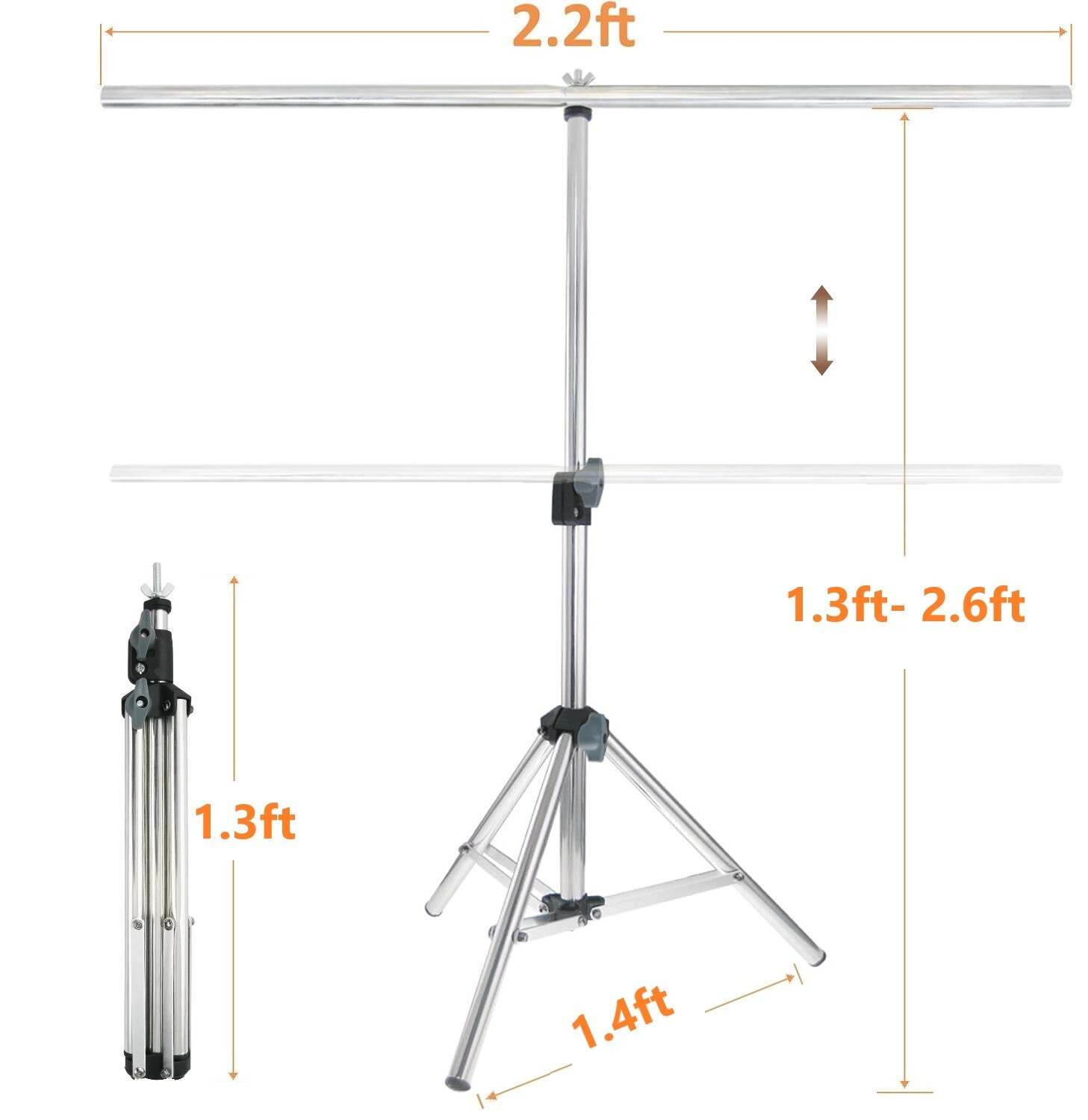LINCO Silver Photography Backdrop Background Support Stand 2.2×2.6ft Table Top