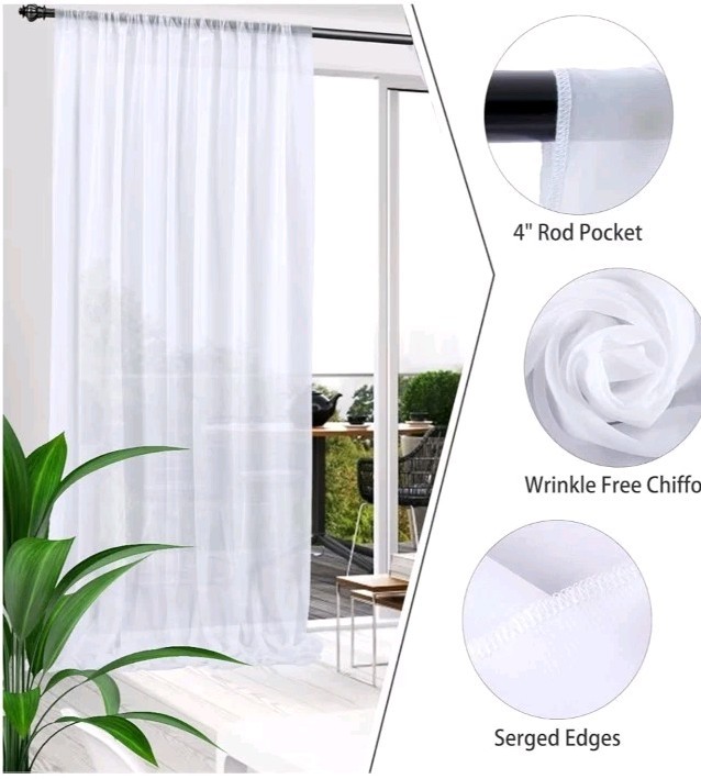 10ft x 10ft White Chiffon Backdrop Curtains for Wedding & Party Decor