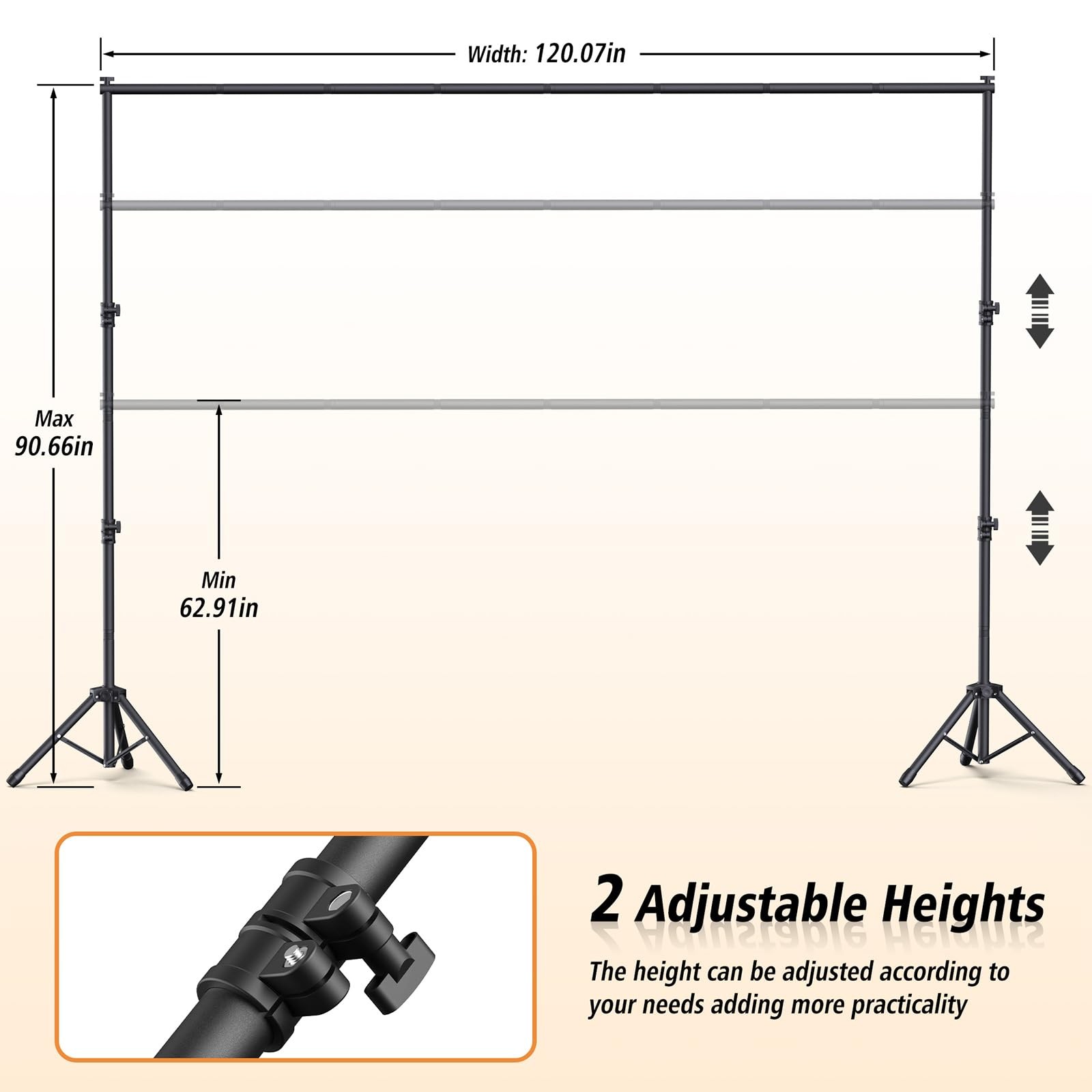 Backdrop Stand 10×7.5ft(WxH), Heavy Duty Adjustable Photo Back Drop Stand kit…