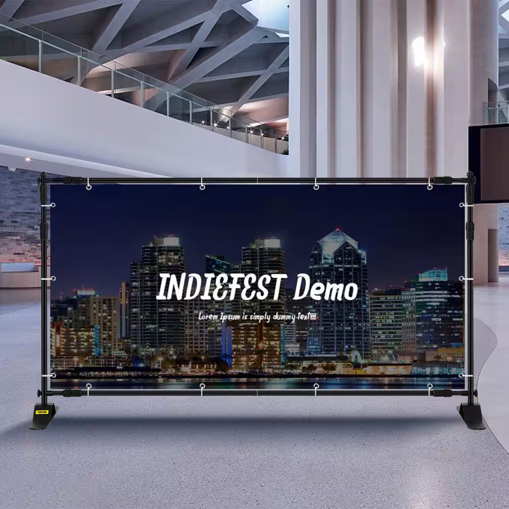 Backdrop Banner Stand 120 In. X 90 In. Arbor Step and Repeat for Trade Show Wall