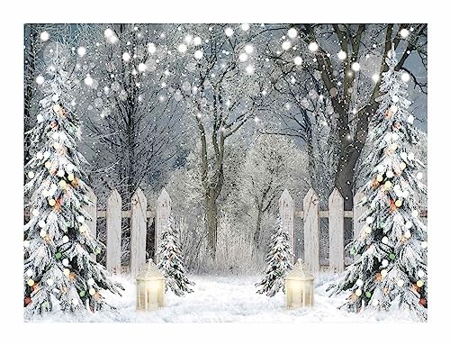8x6FT Winter Photography Backdrop Glitter Snowy Forest Pine Tree 96 x 72 in