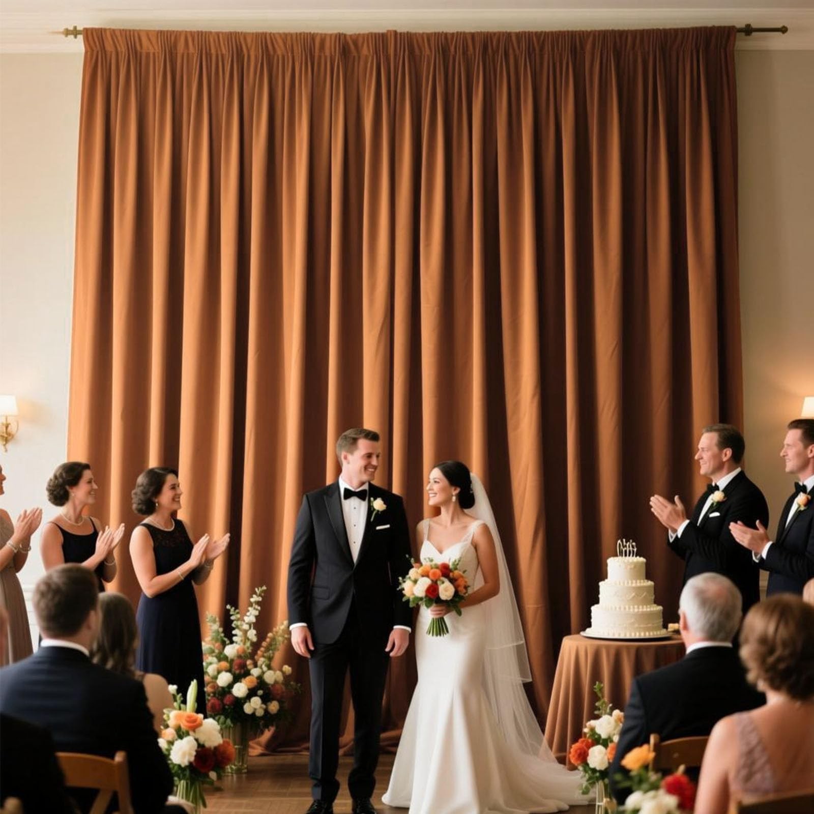 2 Panels 10x10ft Brown Backdrop Curtains Polyester Fabric Rod Pocket Wedding