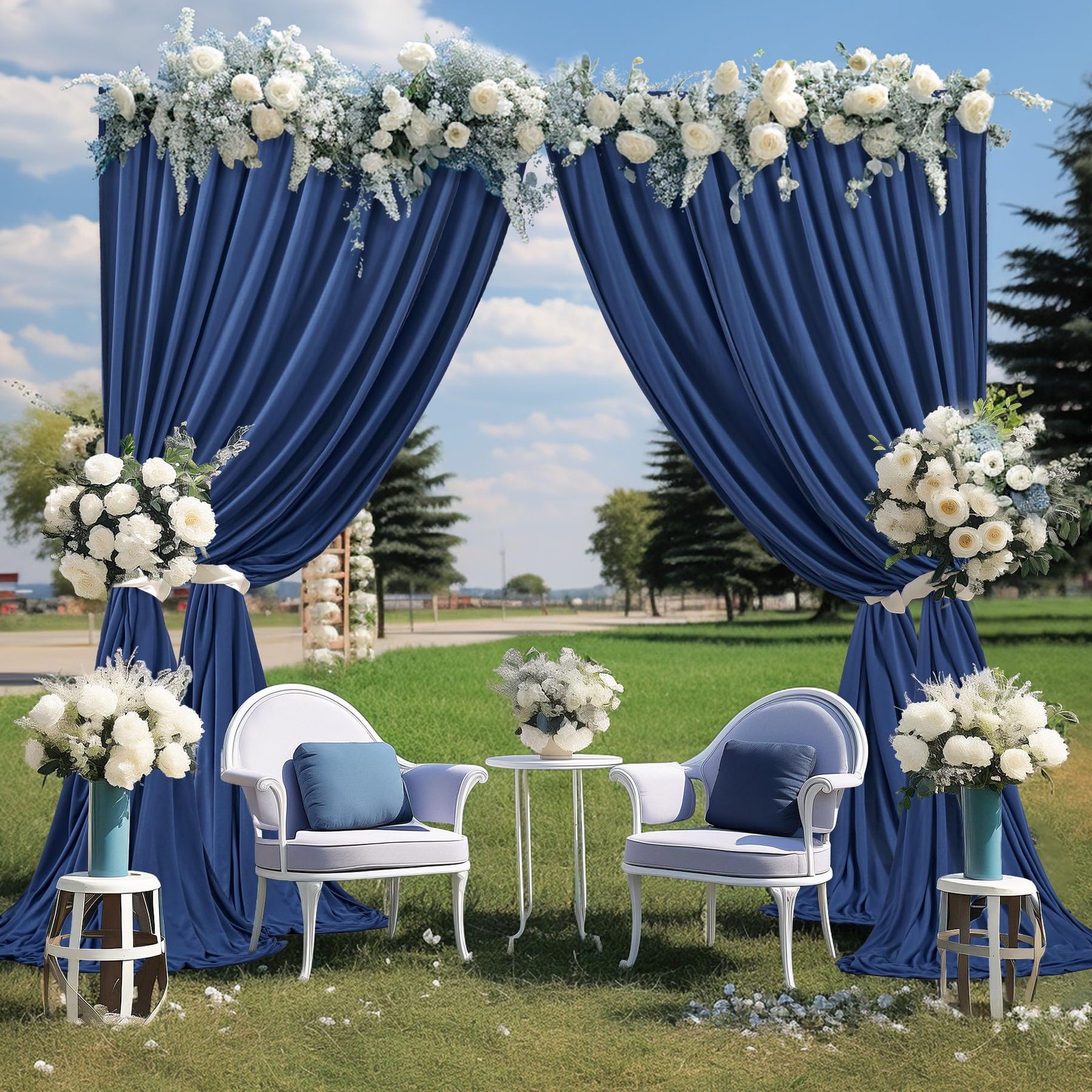 8x10FT Navy Blue Backdrop Curtains WrinkleFree Polyester Photography Drapes