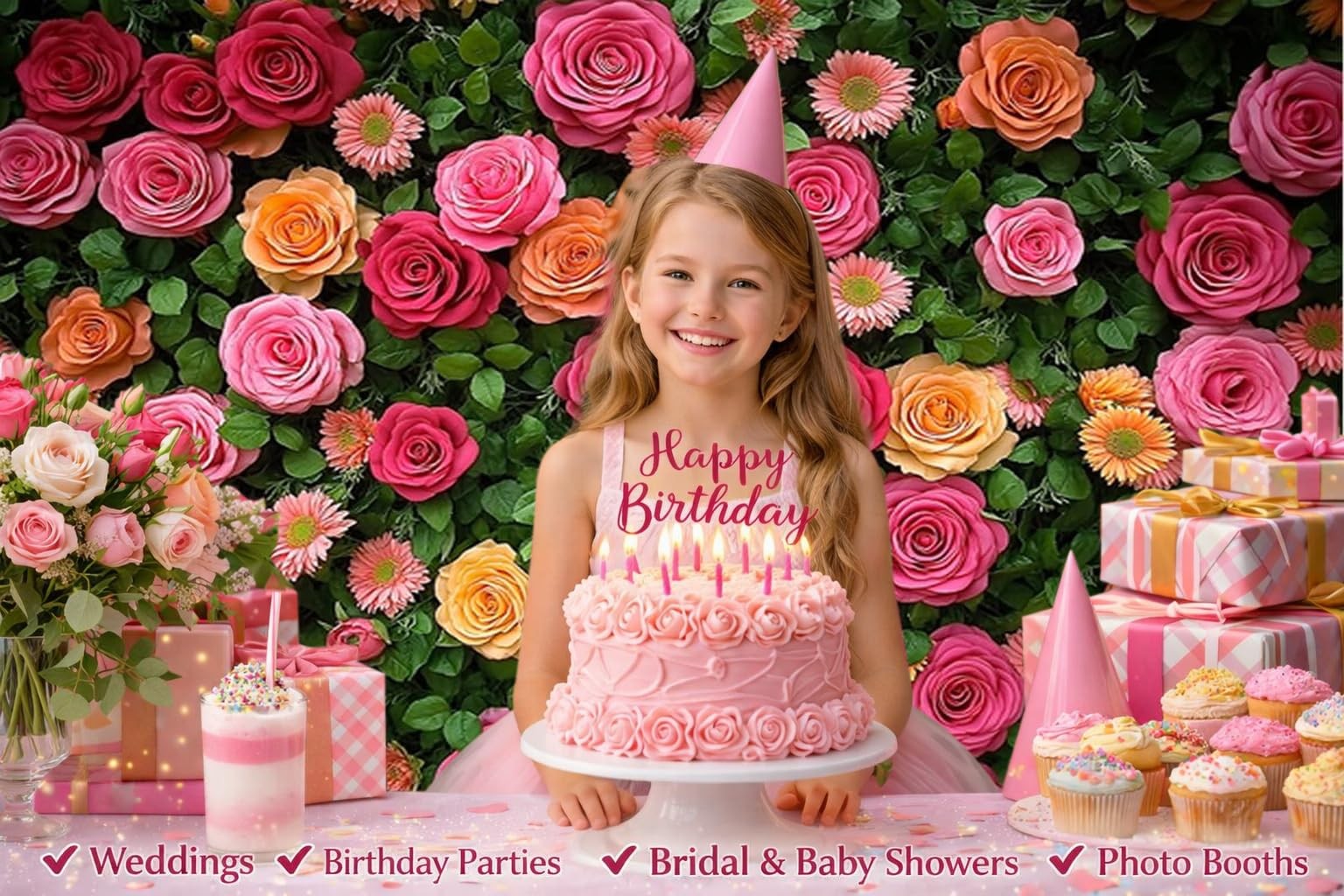 7x5ft Floral Photography Backdrop Spring Flower Wedding Prop 049