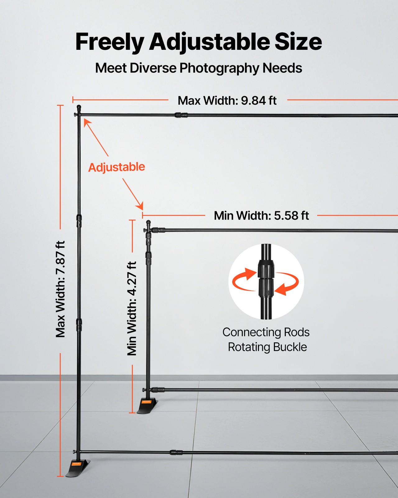 VEVOR 10 x 8 ft Backdrop Banner Stand Adjustable Height and Width
