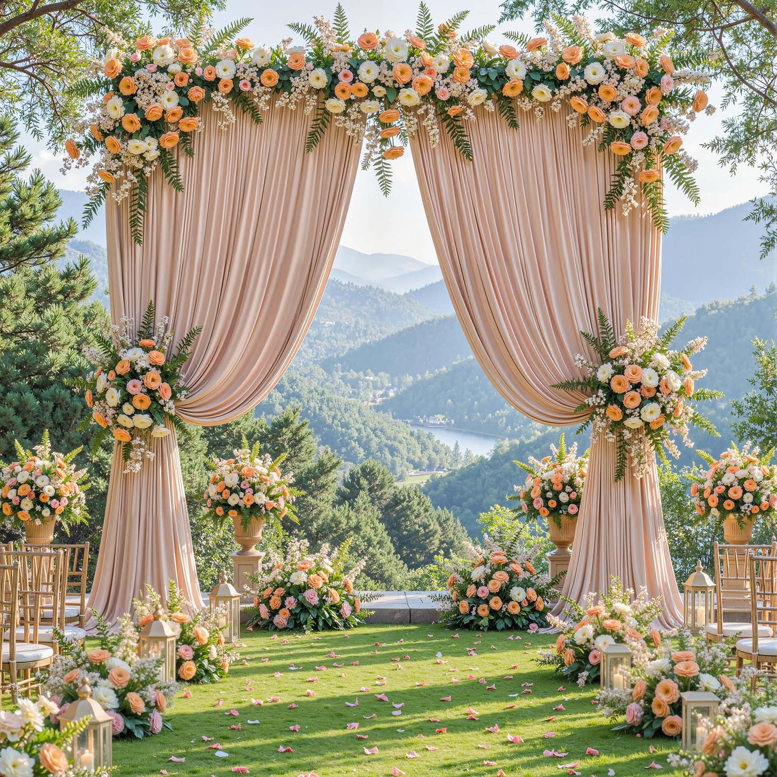 40x10FT Nude Backdrop Curtains for Wedding W4′ x H10′(10 Panels),