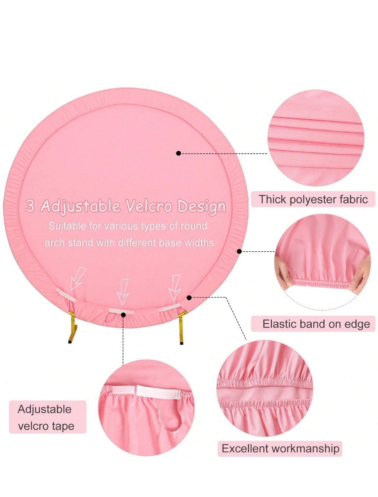 Pink Round Backdrop Cover 6.5×6.5ft Pink Circle Birthday Photo Photography Ba…