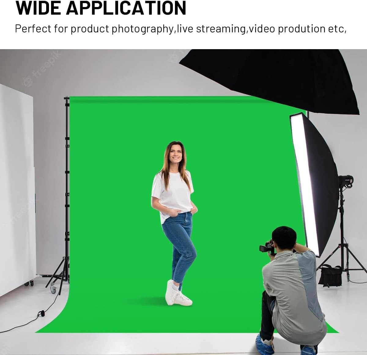 Durable 5 X 6.5 FT Polyester Green Screen – Wrinkle-Resistant & Machine Washable