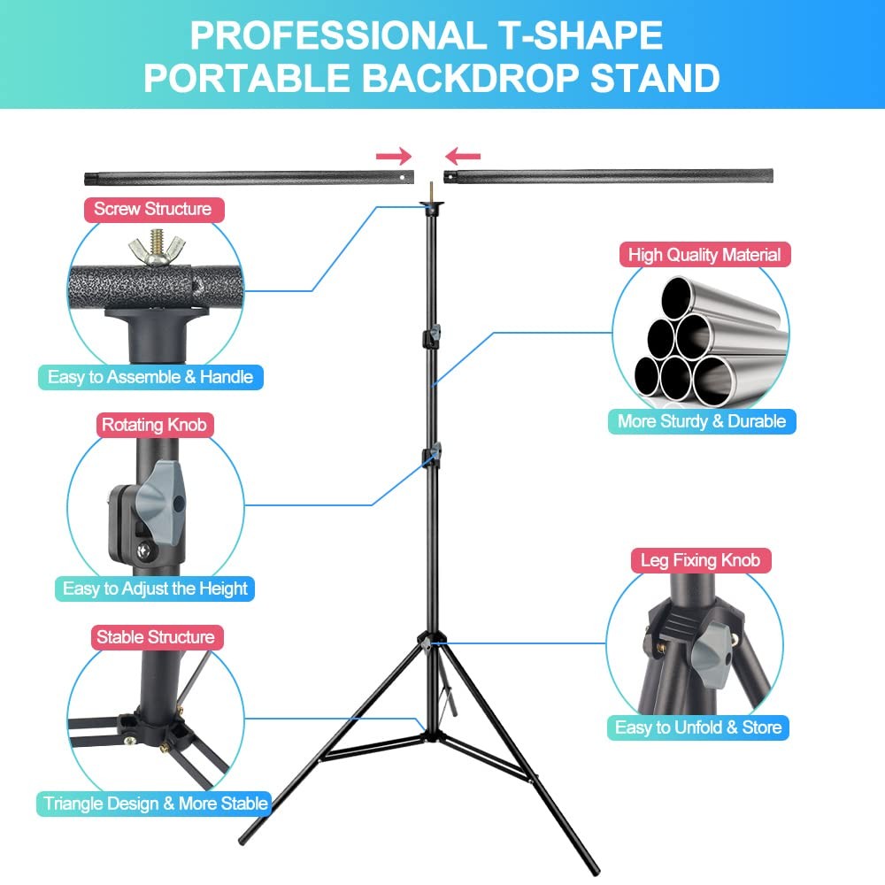 Green Screen Backdrop with Stand for Streaming, 6.5X 10ft (WxH) Protable Gree…