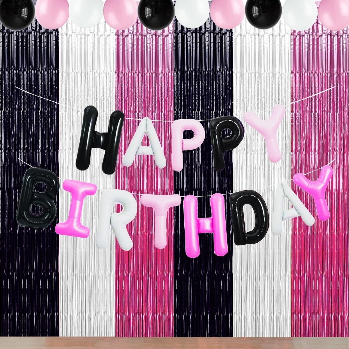 Pink Halloween Party Decorations 3 Packs Black White Backdrops Foil Tinsel Cow