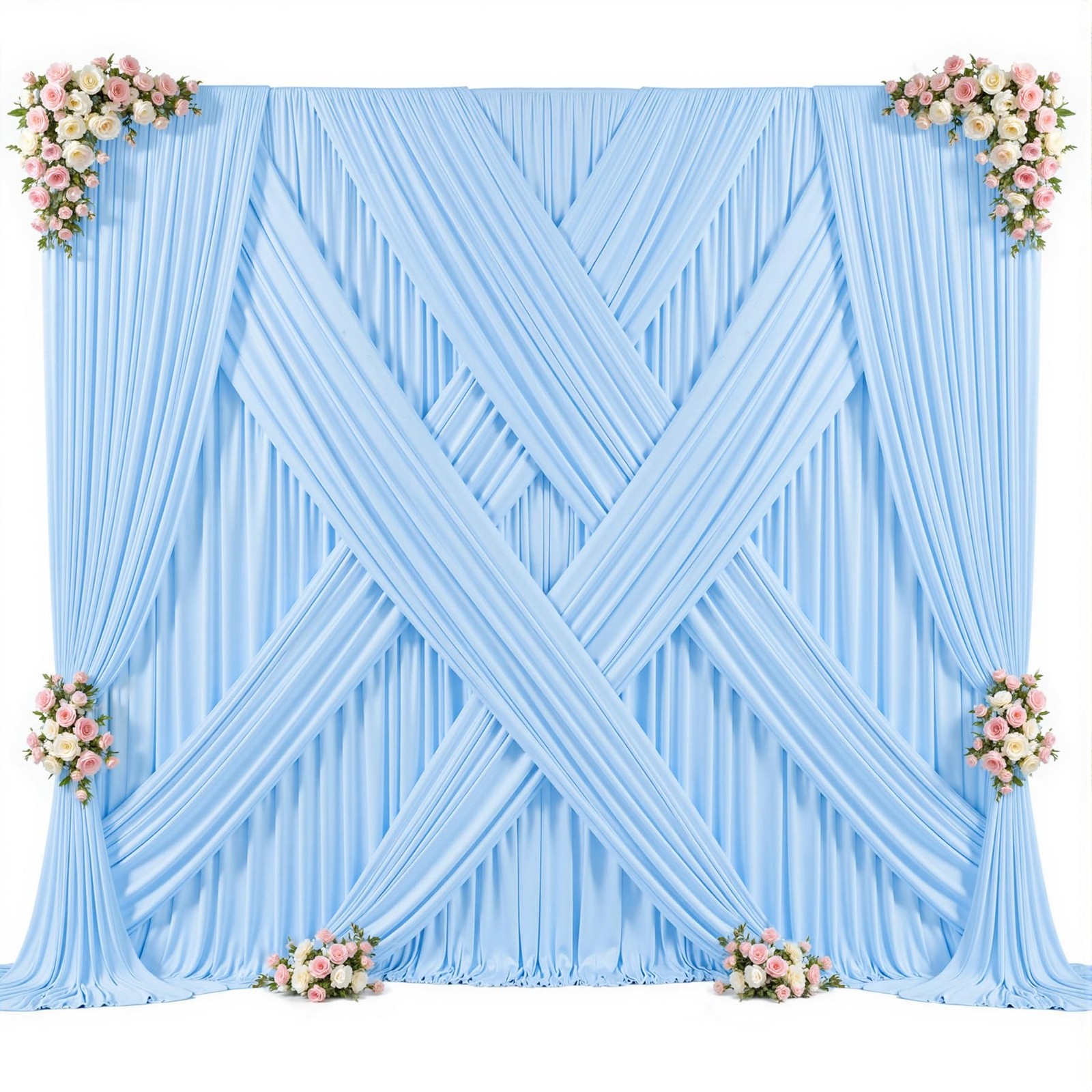 10x10ft Baby Blue Backdrop Curtain Wrinkle Free Light Blue Party Decor