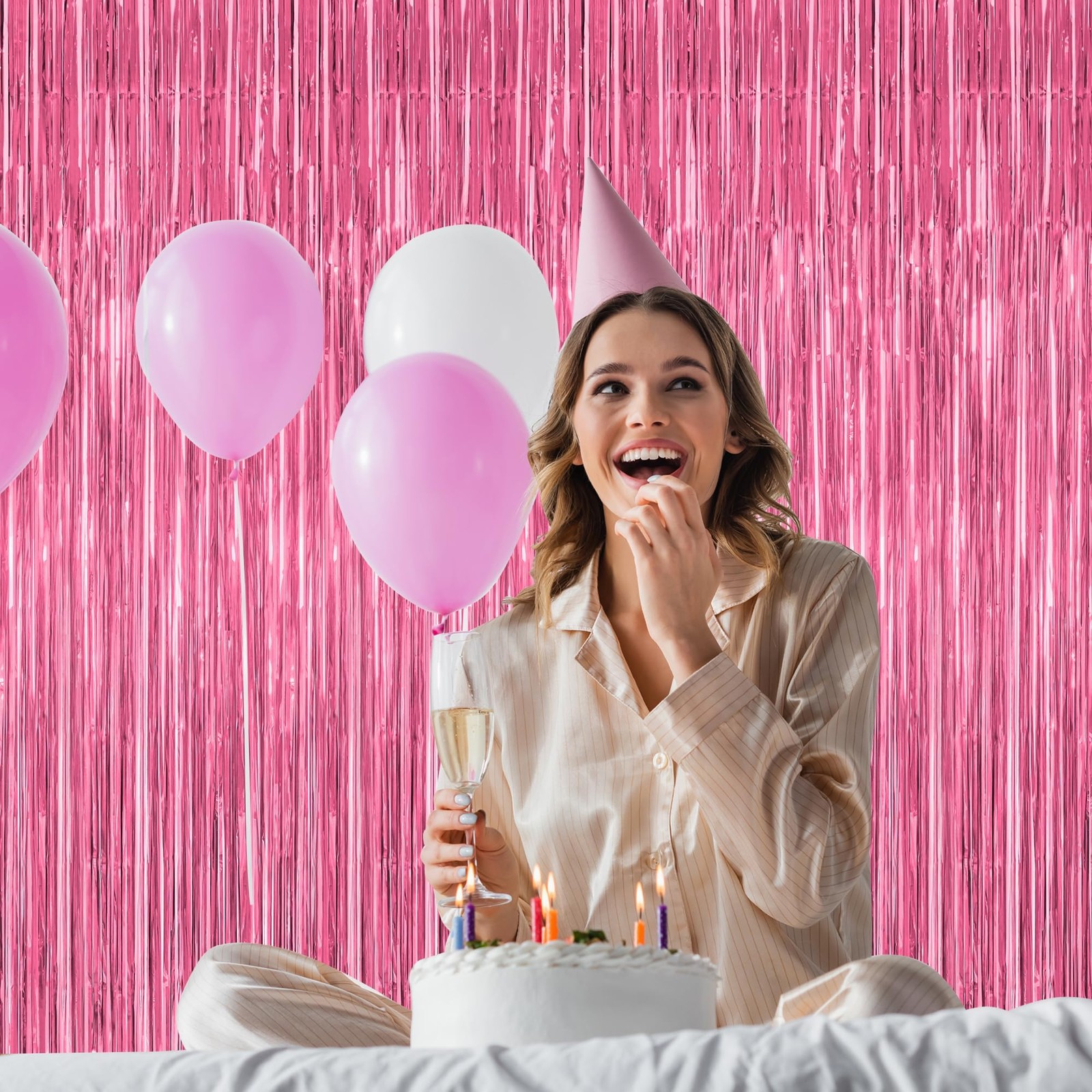 2 Pack Pink Party Decorations, 3.28 FT x 7.05 Backdrop, 2 PCS,