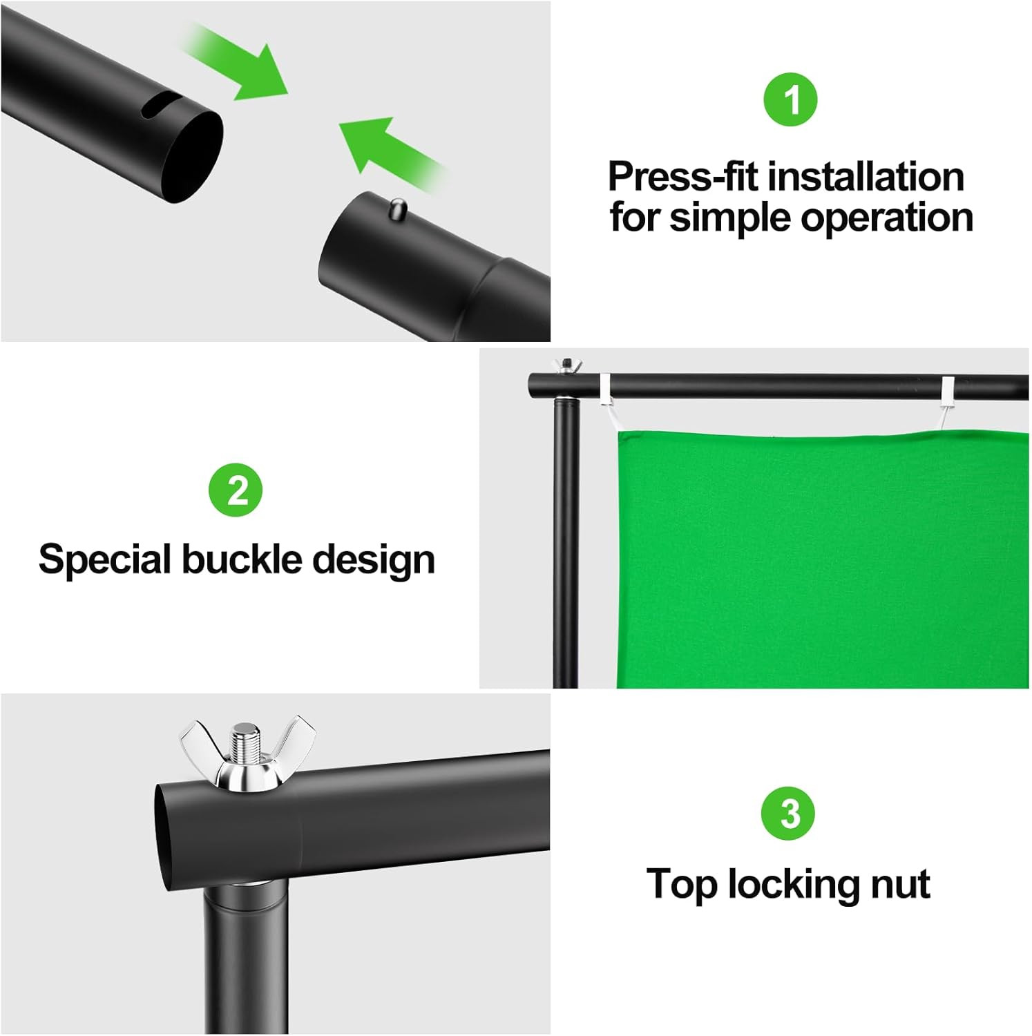9.5X9.5Ft Large Green Screen Backdrop Kit, Greenscreen Back Drop with 7X10Ft Mov