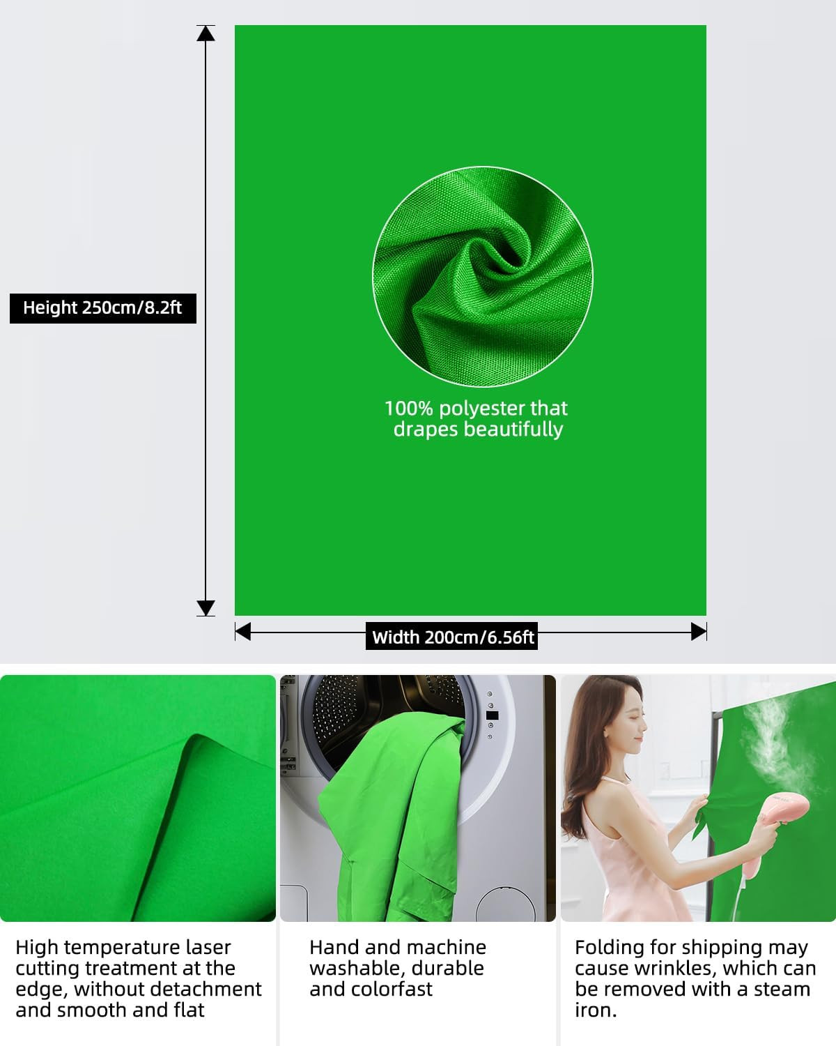 HEMMOTOP Green Screen Backdrop Kit, 8X6.8Ft Wider Green Screen with Stand, Porta