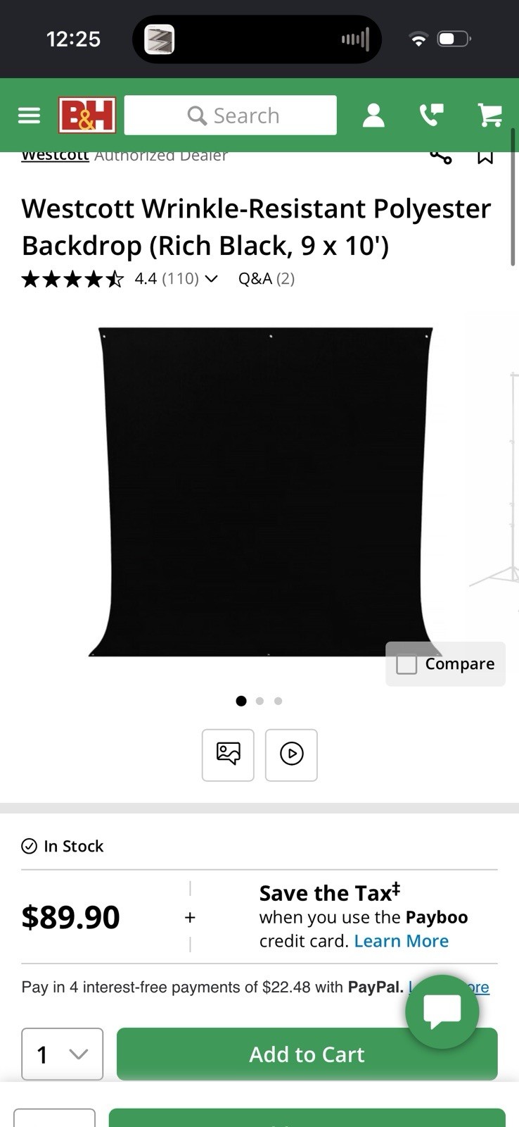Westcott 9×10 Ft Rich Black Matte Heavy Duty Wrinkle Resistant BackDrop