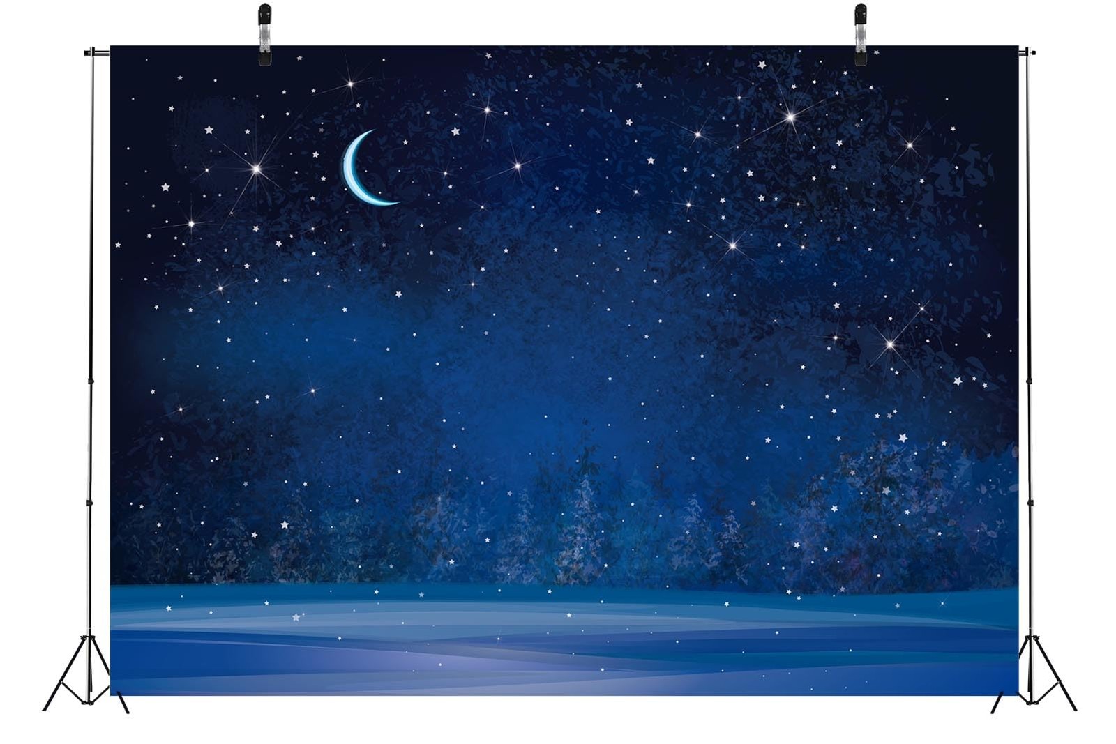 BELECO 7x5ft Fabric Winter Wonderland Night Snowfall Backdrop 7x5FT, A50026