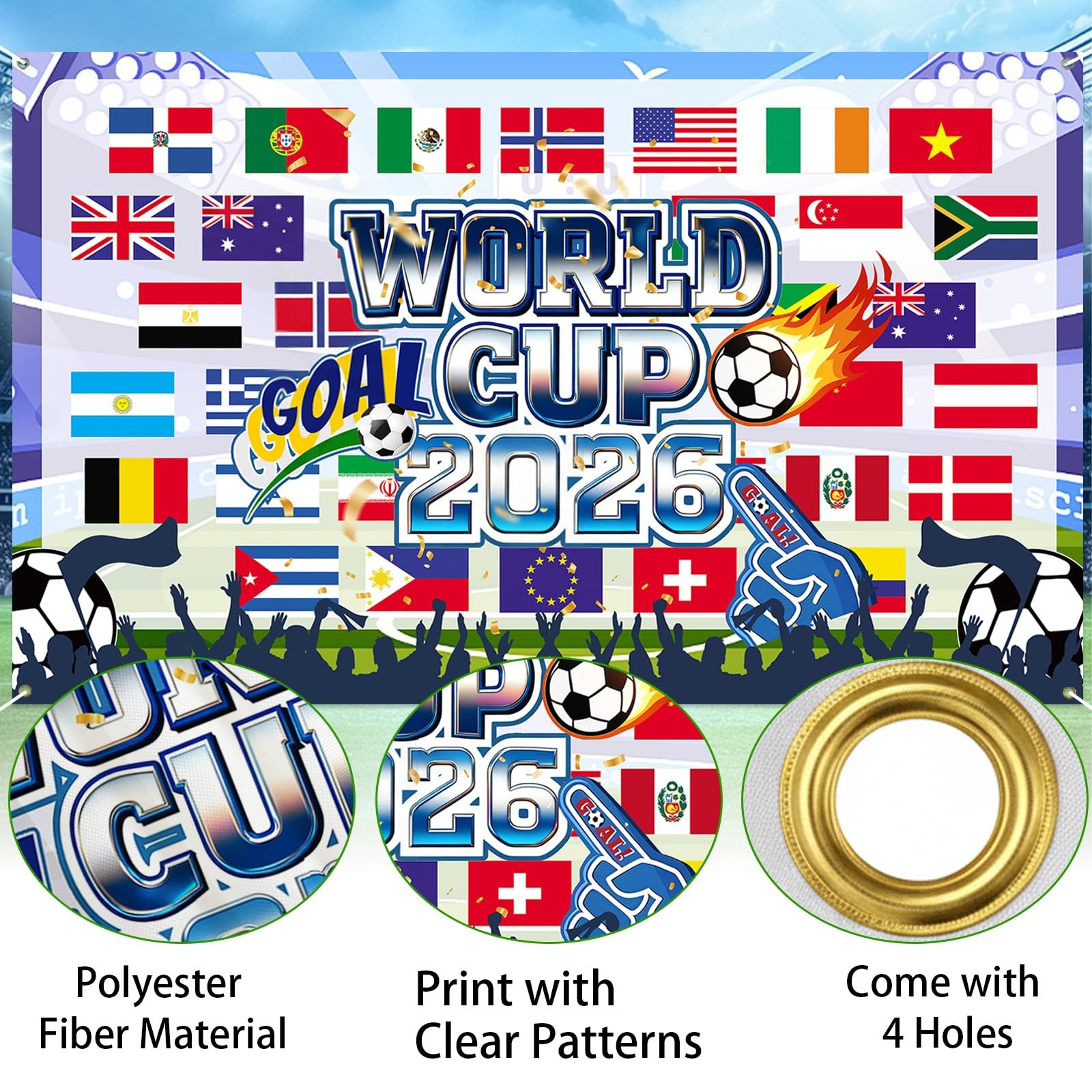 World Cup Football 2026 Tournament 43×71 inches, Multicolored