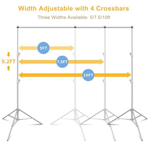 Stainless Steel Backdrop Stand Heavy Duty, Adjustable Backdrop 9.2 x 10 Ft