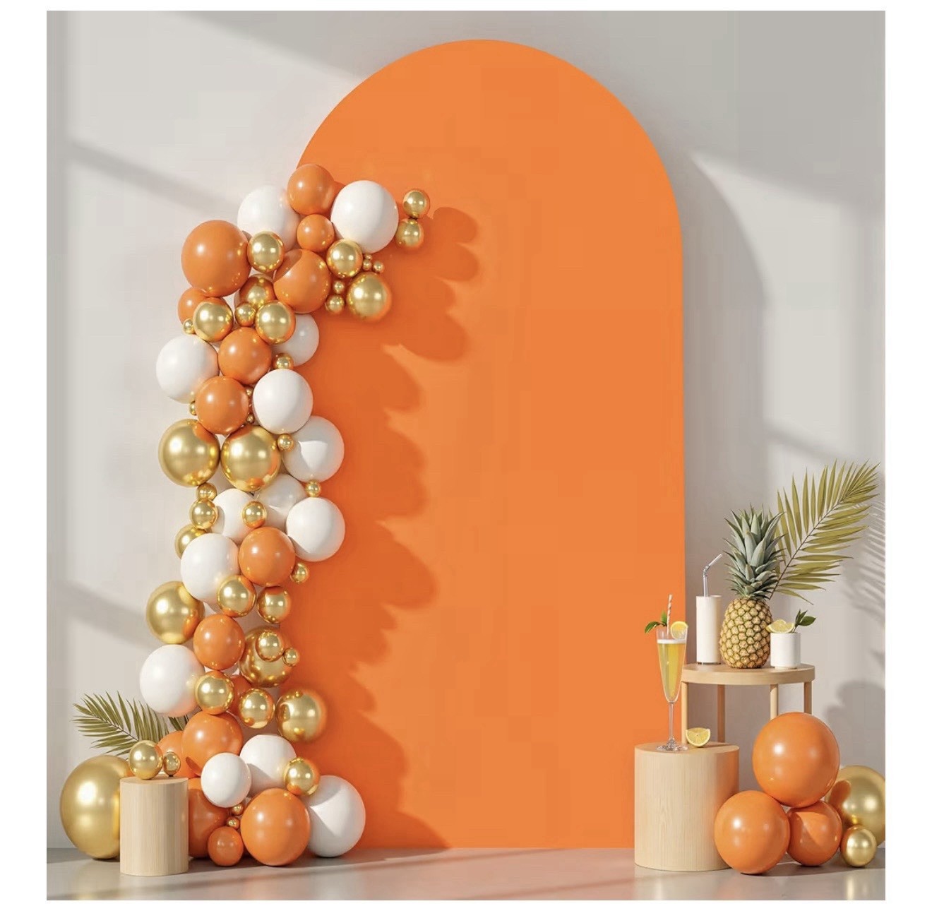Wedding Arch Cover 6FT Orange Backdrop Stand Cover Round Top Stand Cover (T-62)