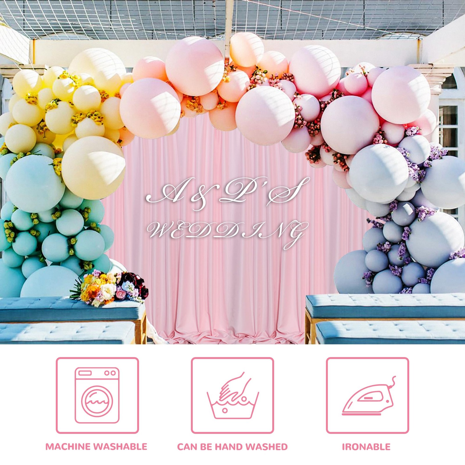 Pink Backdrop Curtain For Parties Rod Pocket Photography Drapes 5×7 FT 2PK