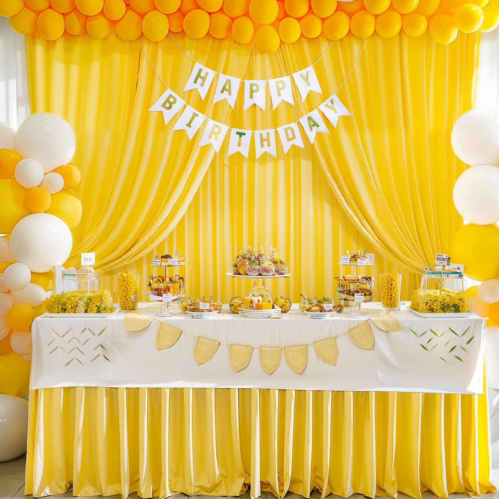 8x10Ft Yellow Backdrop Curtains WrinkleFree Polyester Photography Drapes