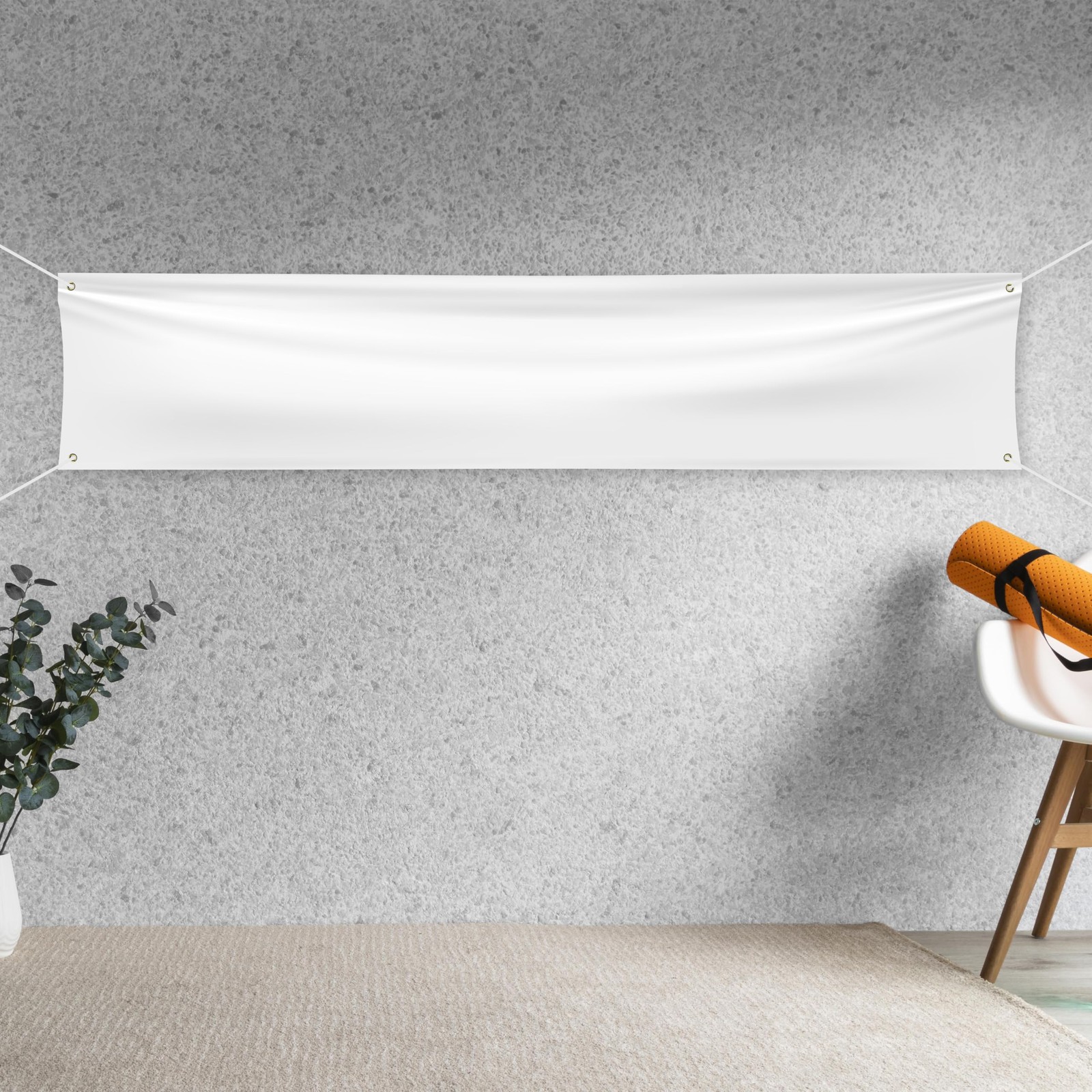 Blank DIY Banners Polyester Oxford Cloth White Banner with Hanging Rope for W…