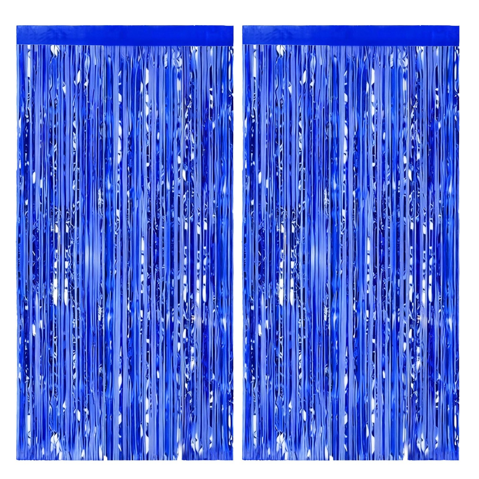 Blue Tinsel Foil Fringe Backdrop Curtains Party Decor 3.28×6.56 Ft 2 PCS