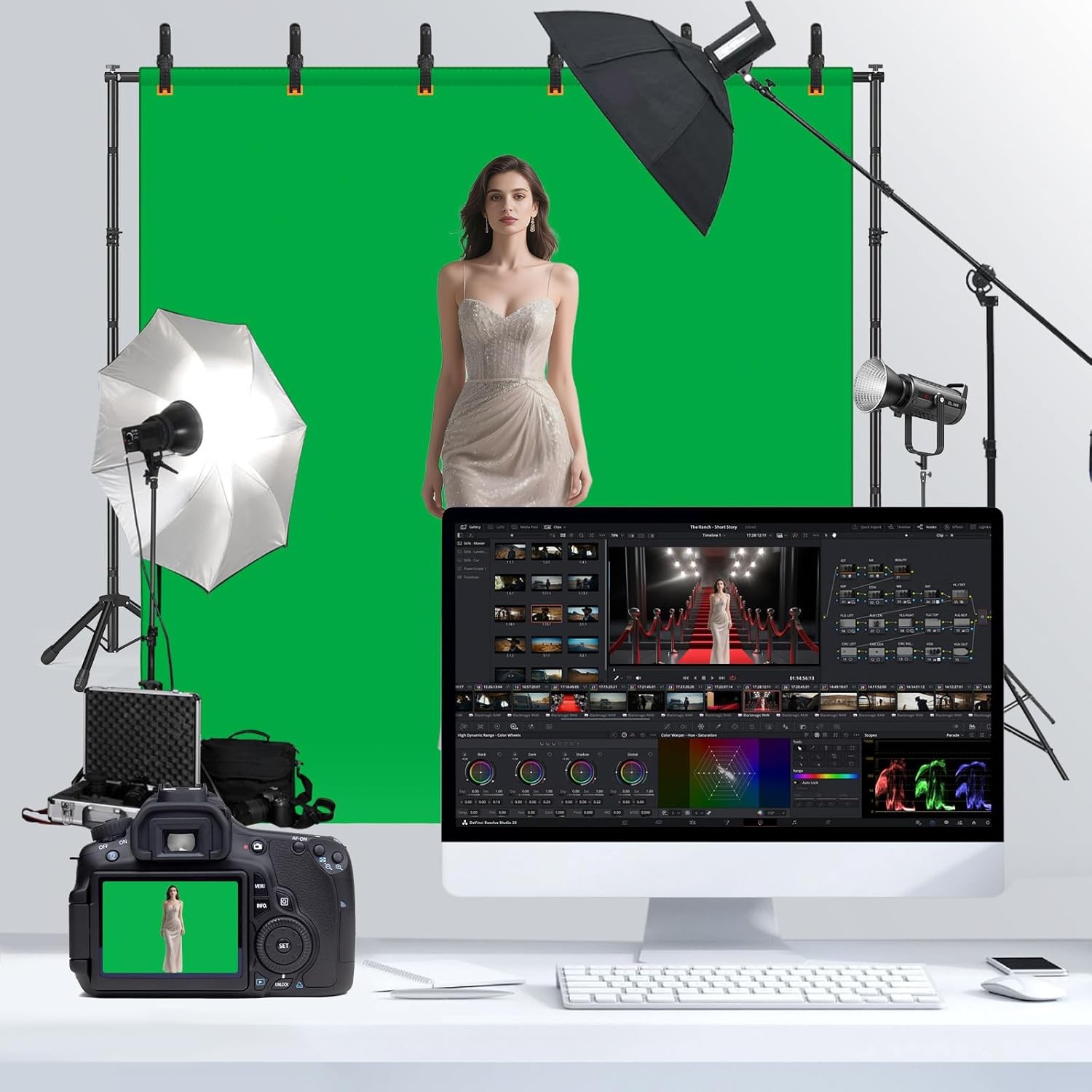 Green Screen Backdrop Stand 10 x 8.5 inch Greenscreen Background for Photography