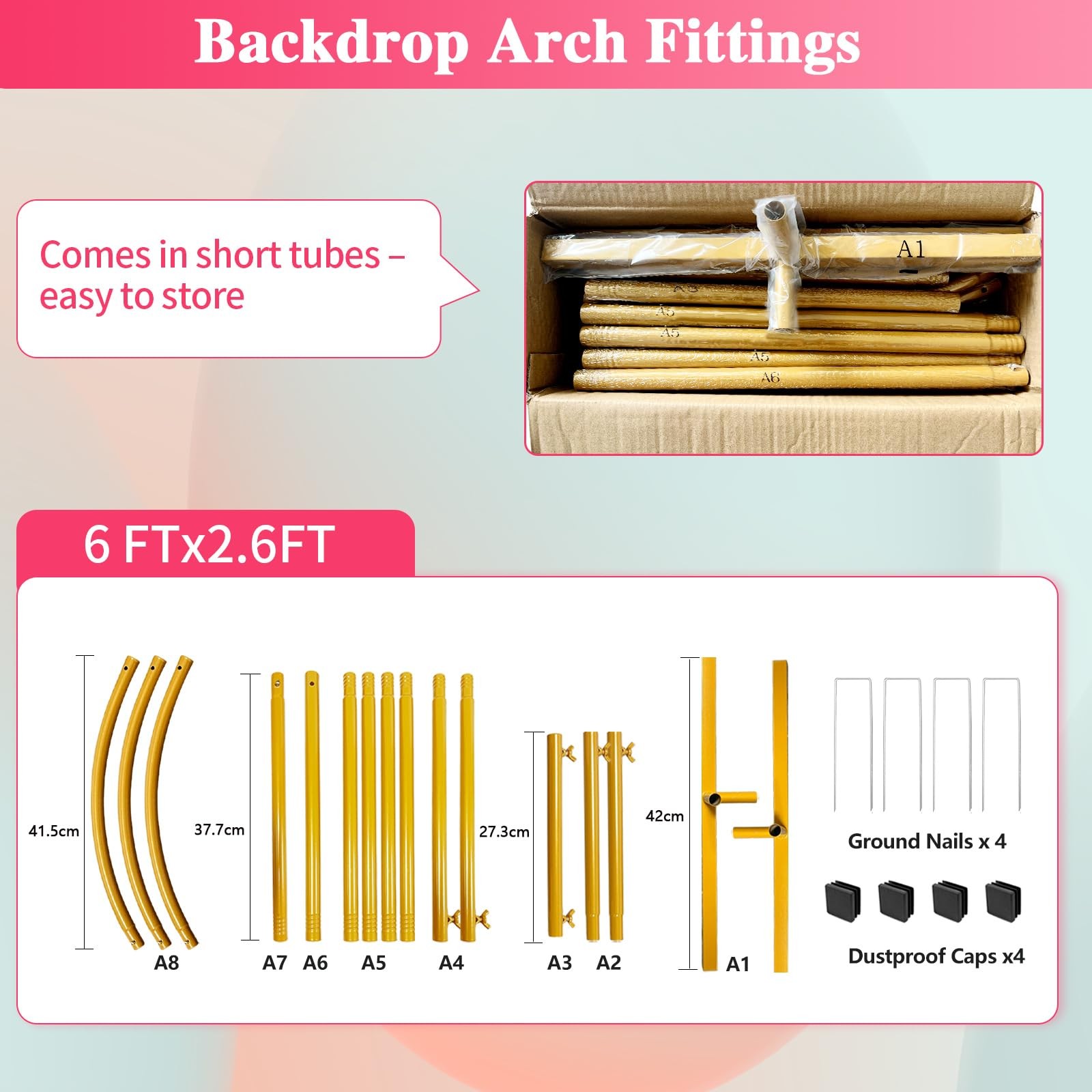6 FT Metal Arch Backdrop Stand, Party Balloon Arch Stand