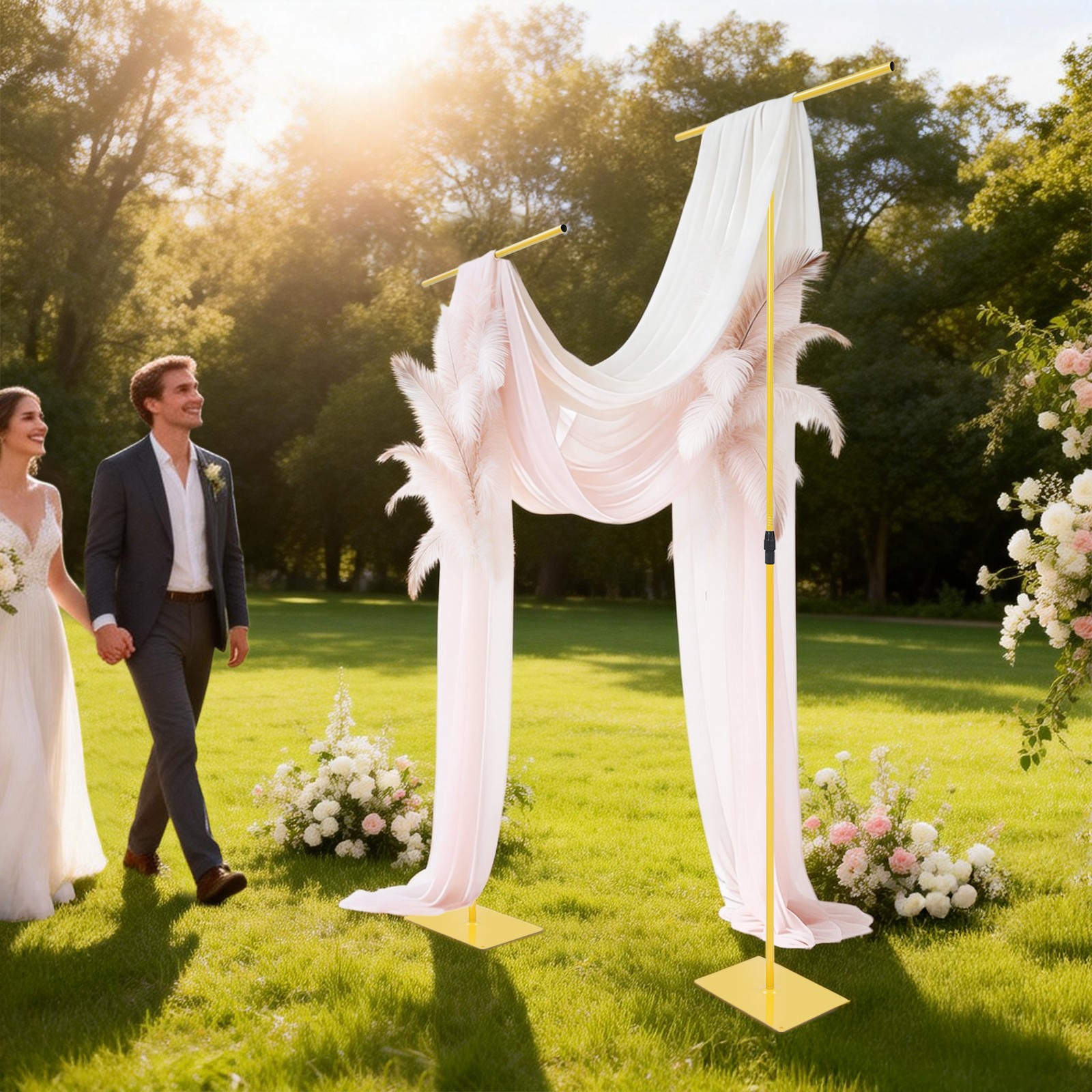 Backdrop Stands For Wedding 2 PCS Adjustable Height Backdrop Stands 80-240cm