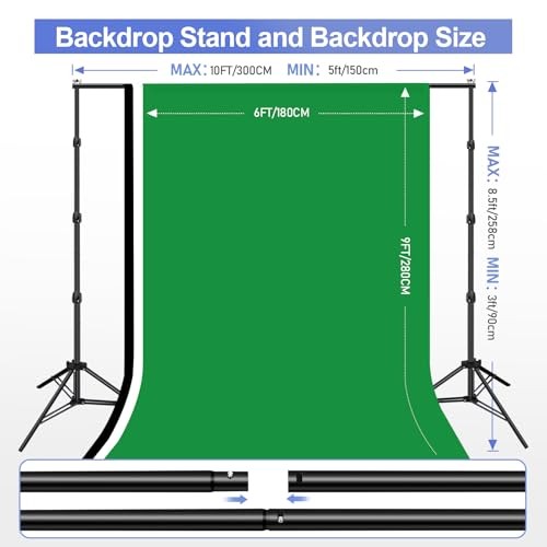 8.5x10ft Green Screen Backdrop Kit 8.5x10ft(backdrop stand)/6x9ft(backdrop)