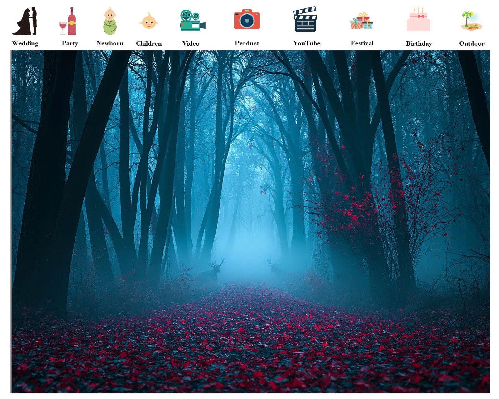 10x8ft Foggy Forest Dead Tree Spooky Haunted Forest Background for Photography