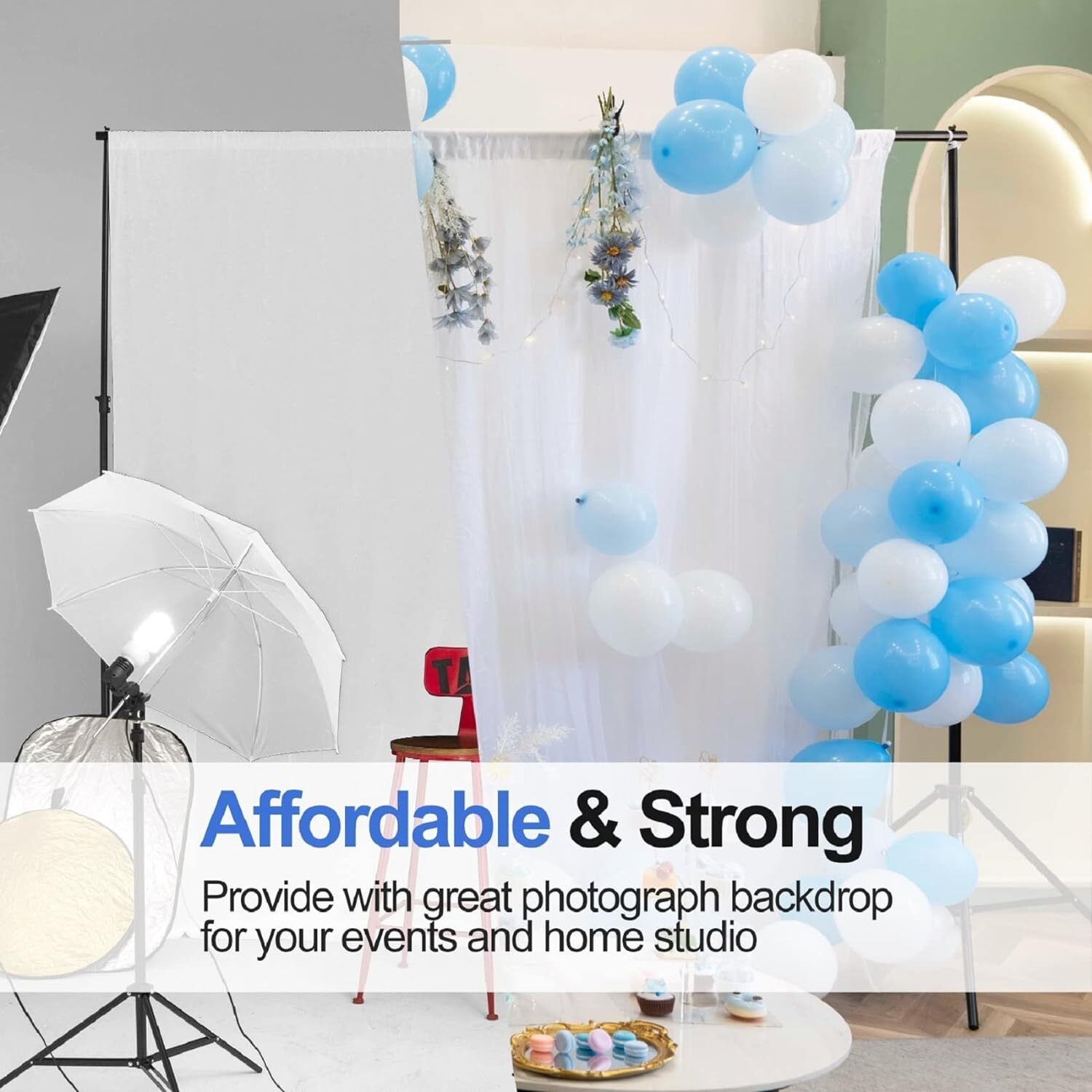 Backdrop Stand 10X7′ Photo Studio Adj. Background Stand Support Kit- 2 Crossbars