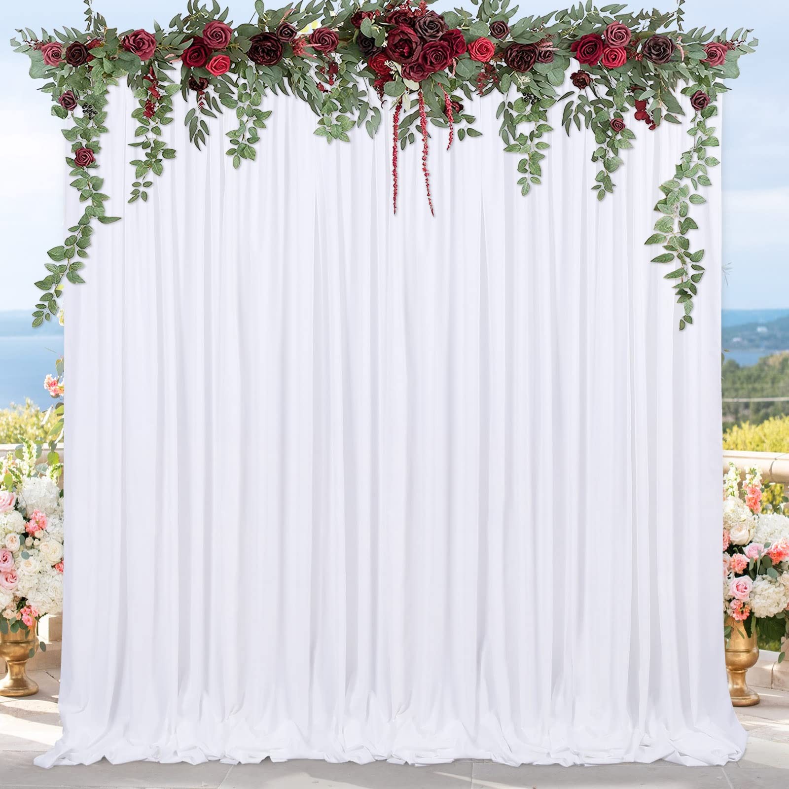 2 Panels White Backdrop Curtains 5ft x 8ft Polyester Photo Backdrop Drapes fo…