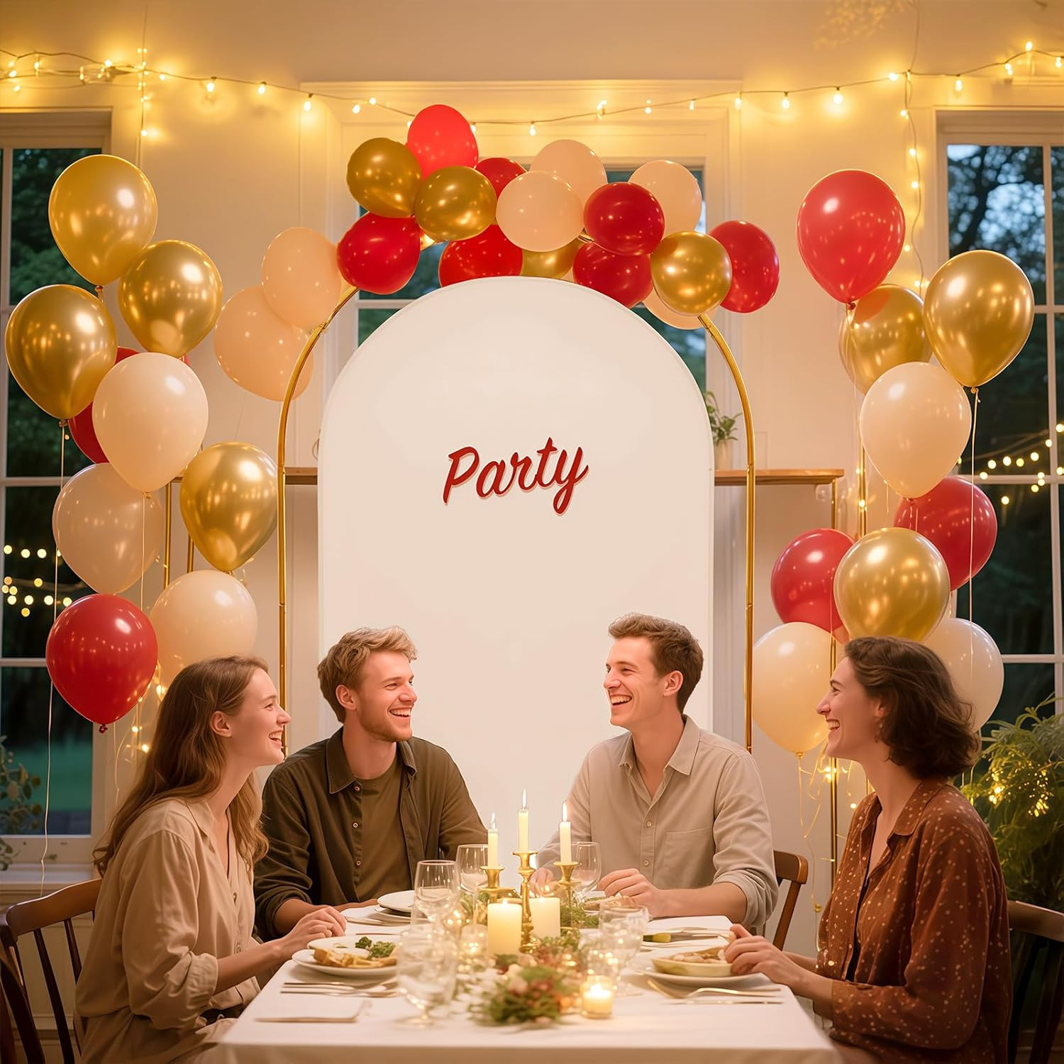 Open Arch Backdrop Stand with White Cover Set,7.2 FT Metal Double U Shaped Arche