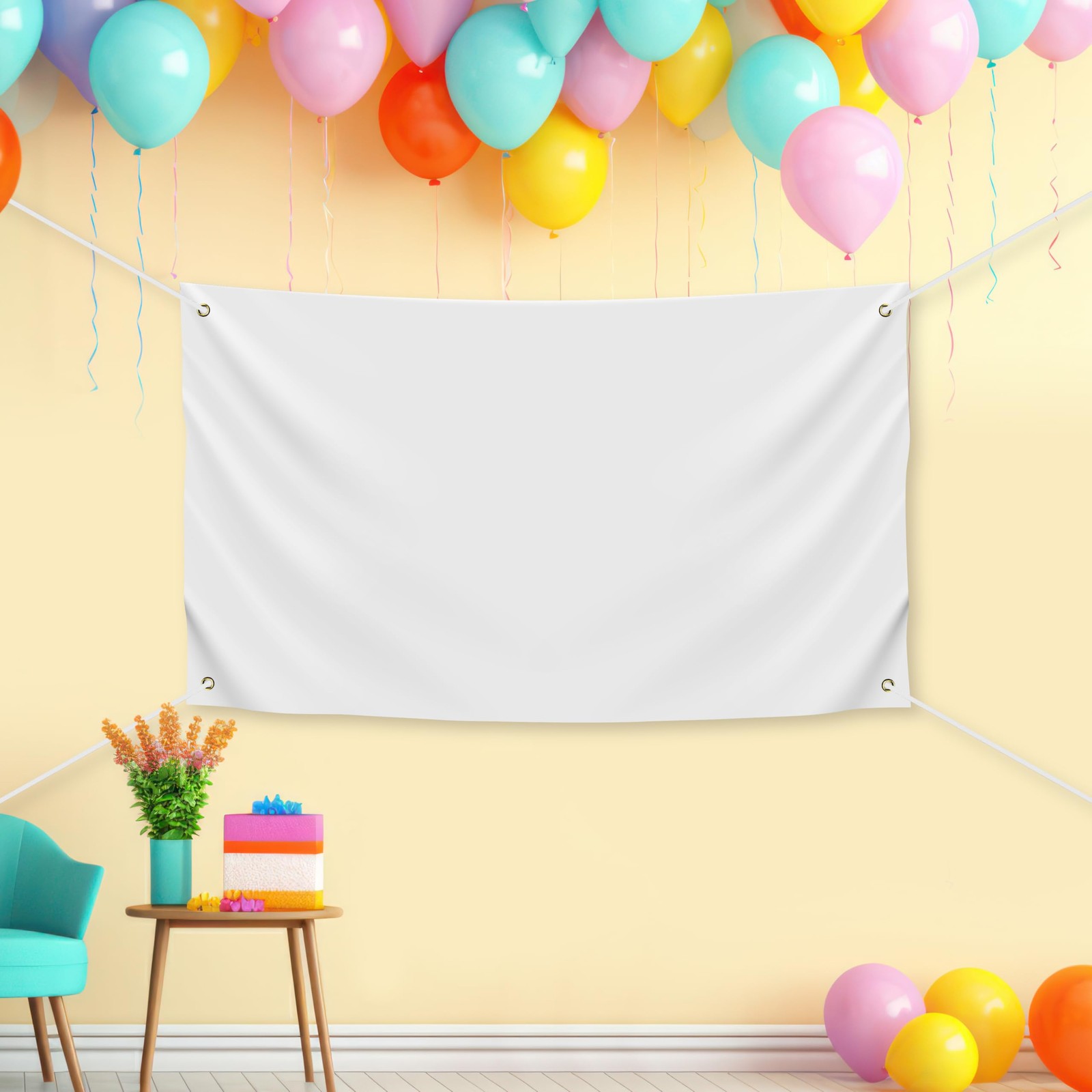 Blank DIY Banners Polyester Oxford Cloth White Banner with Hanging Rope for W…