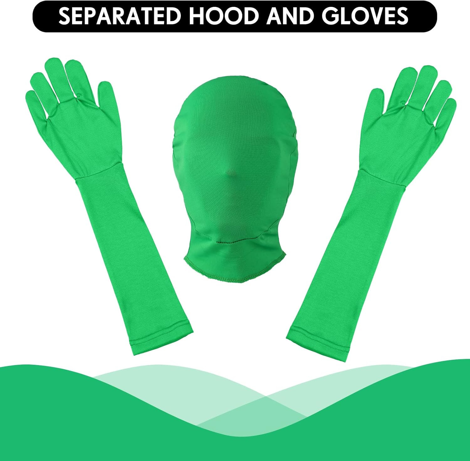 2 Pack Green Screen Chromakey Bodysuit Gloves Hood Unisex Disappearing Photogra