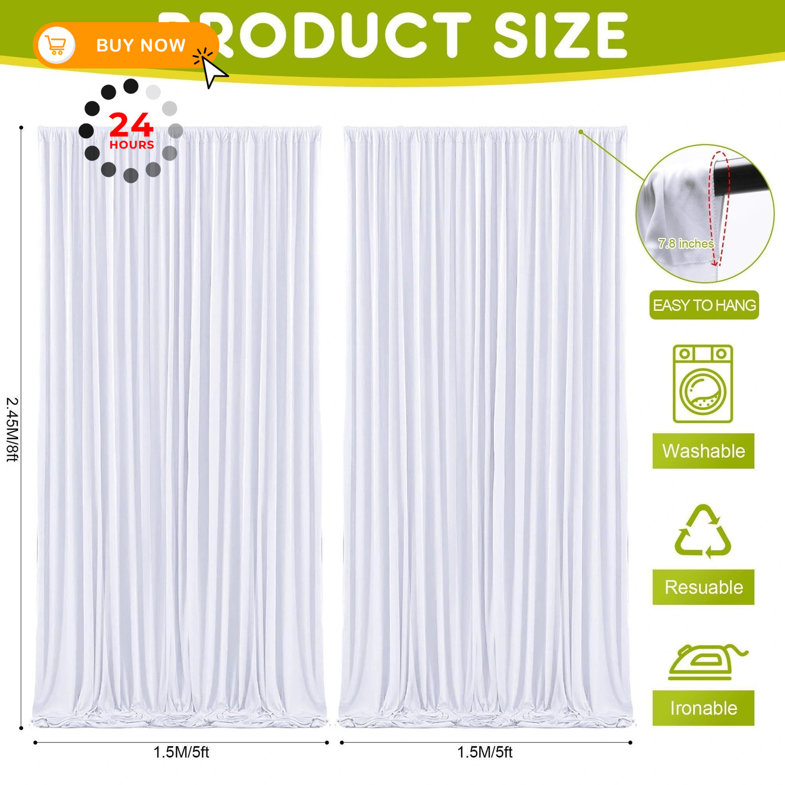 Wokceer White Backdrop Curtain for Wedding Parties 10x8FT 10FTx8FT,