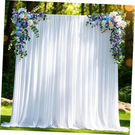 10x10ft White Backdrop Curtain for Parties Wedding, Curtain Backdrop for