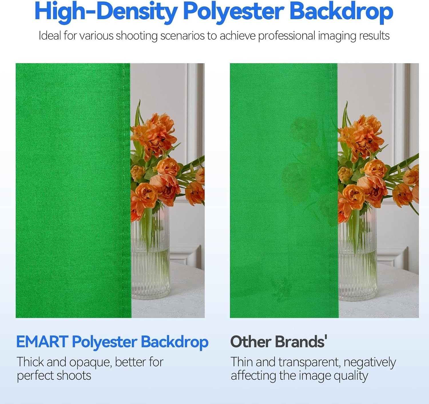 Portable 7x10ft Green Screen Backdrop with Clamp & Carry Bag for Easy Transport