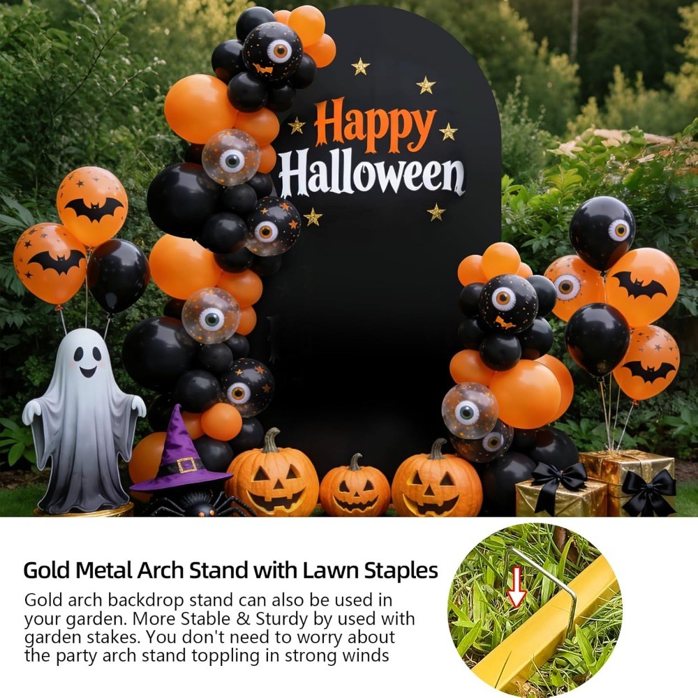Metal Arch Stand Set 7.2FT Gold with Cover, Wedding Balloon Arch Frame