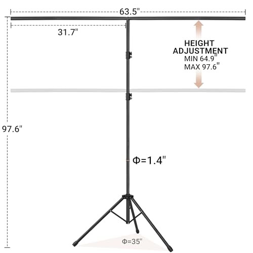 8x5ft T-Shape Backdrop Stand, Adjustable Background Support Stand Kit, 8 x 5 ft