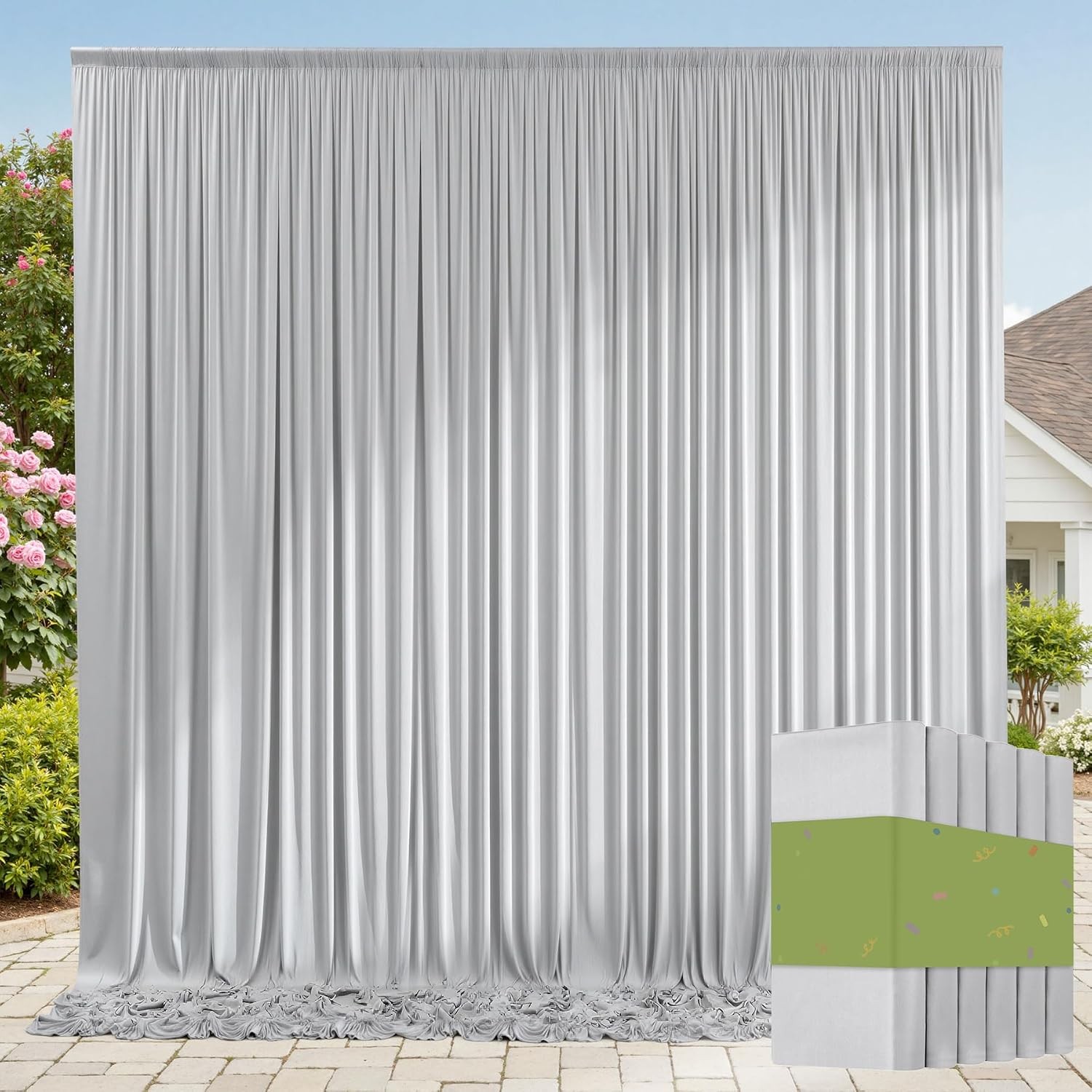 20ft x 10ft Wrinkle Free Black Backdrop Curtains Parties 4 Panels 5x10ft Silky