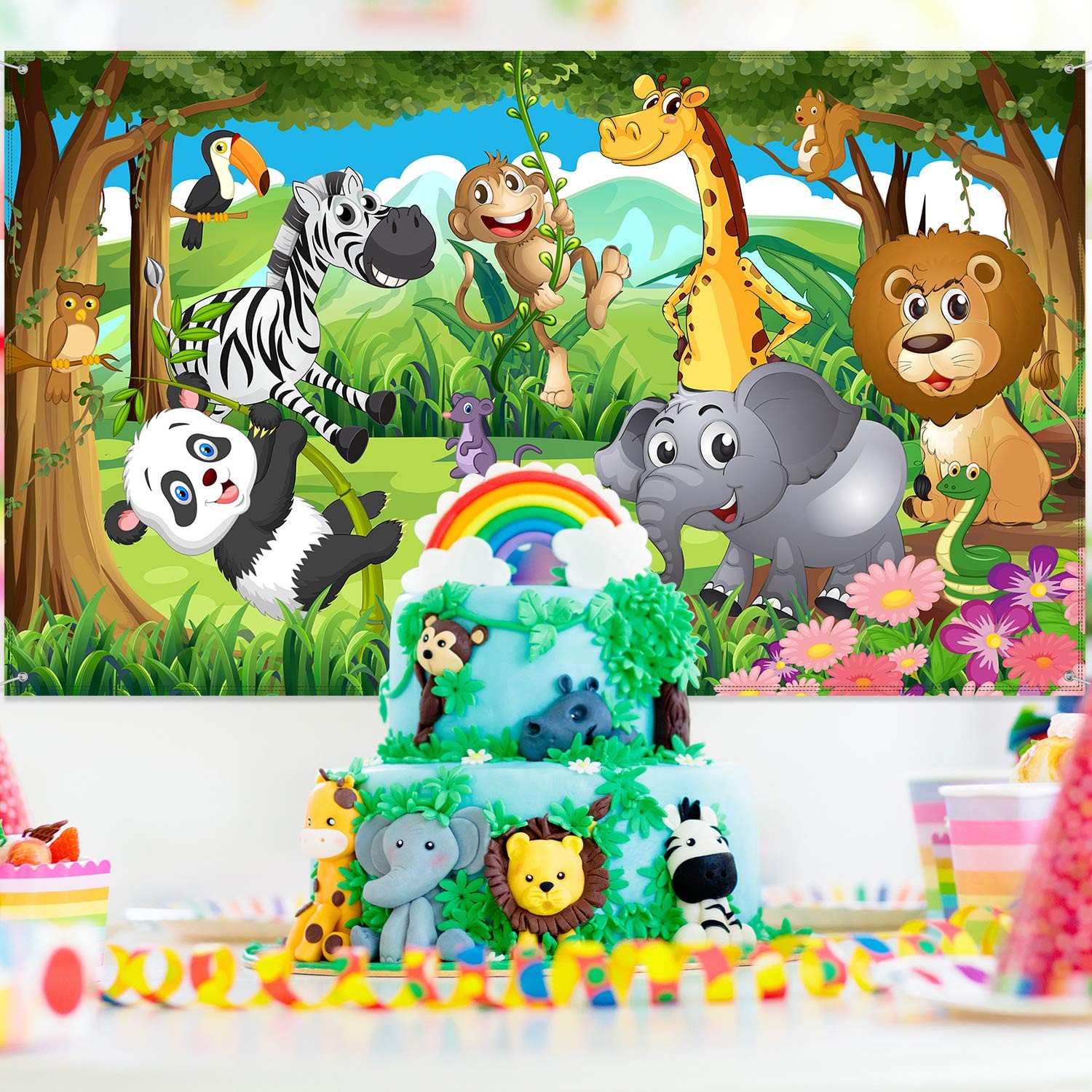 Jungle Safari Backdrop Fabric Safari Animal Backdrop Banner 72.8 x 43.3 Inch …