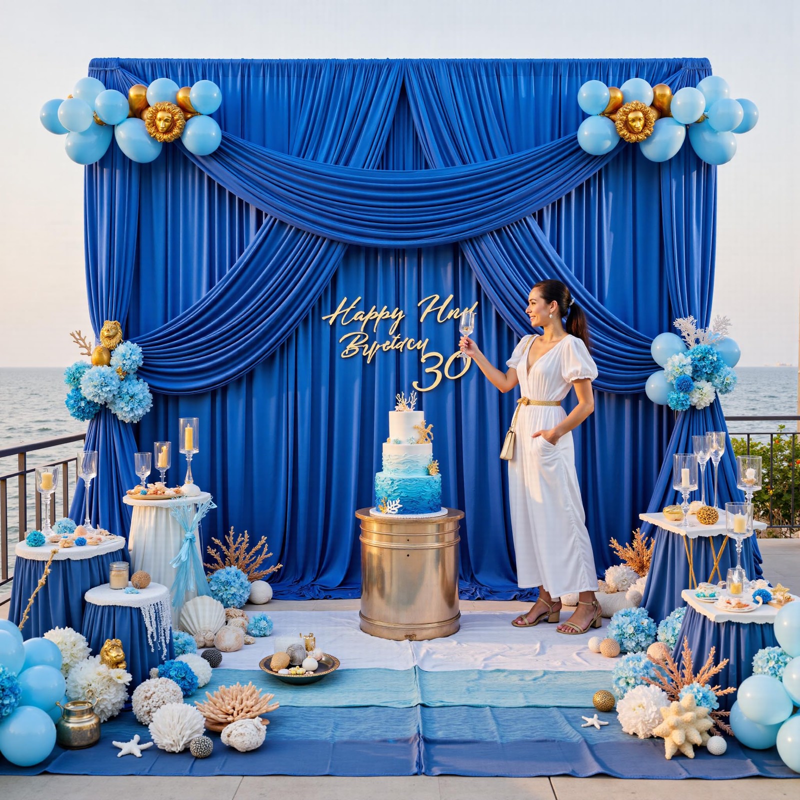 50ft x 12ft Wrinkle Free Royal Blue Backdrop 5FT×12FT_10 Panels,