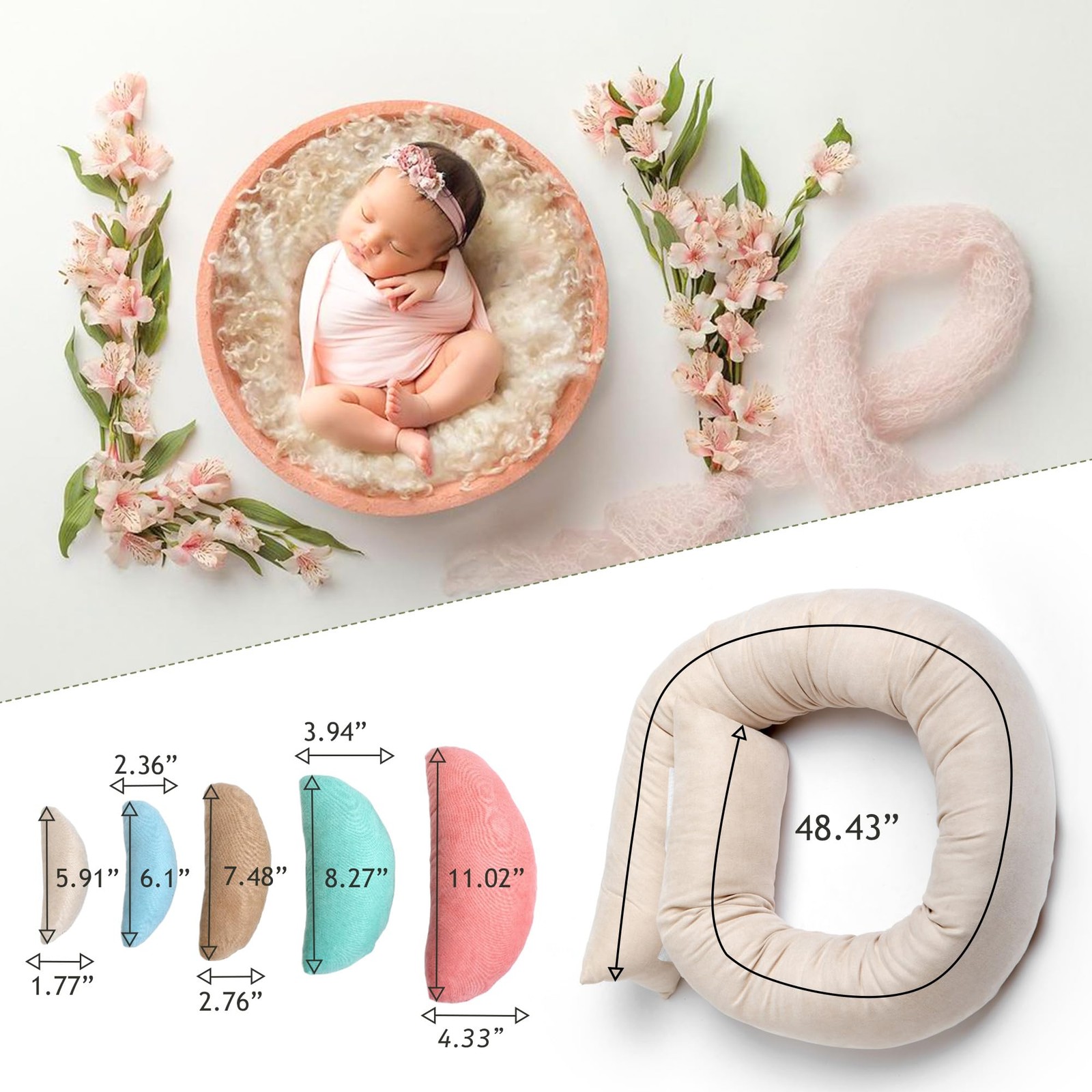 Newborn Photography Props – 6pcs Baby Photoshoot Props, Adjustable Photograph…
