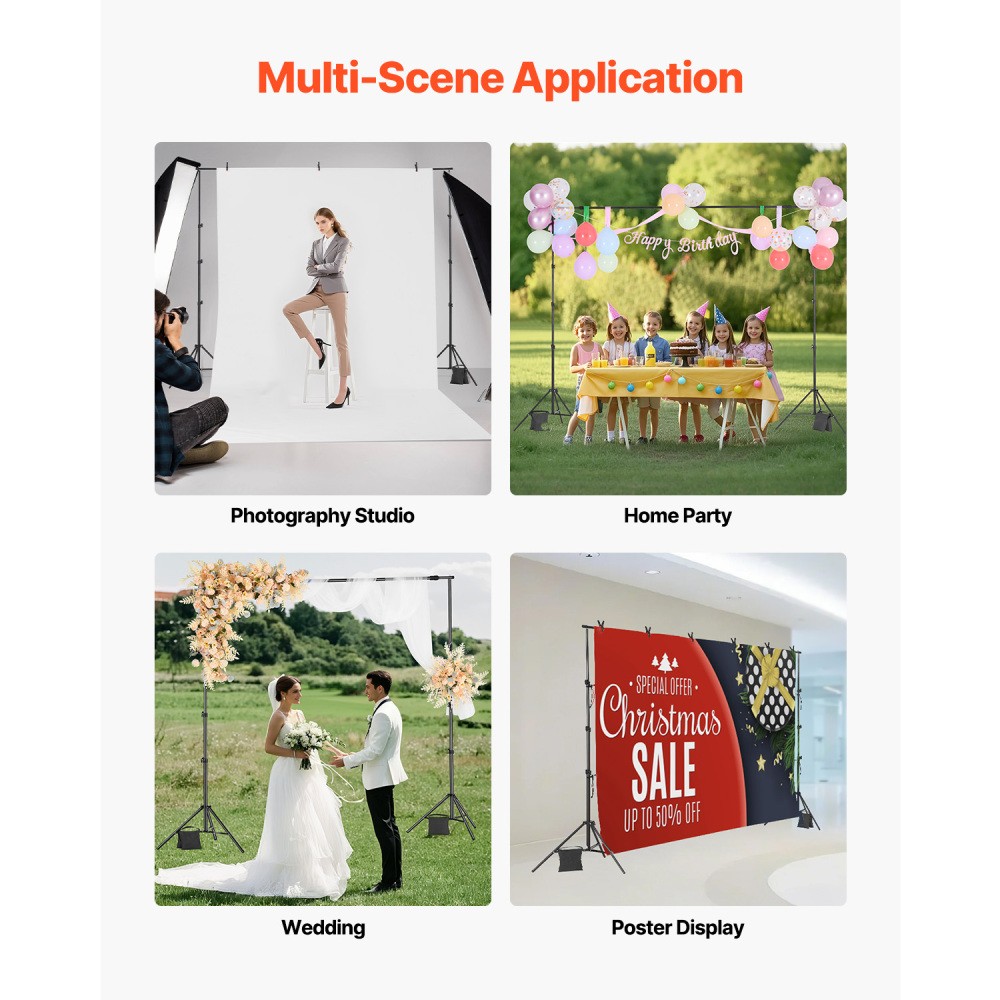 Portable Backdrop Stand 8.5 x 10 ft Adjustable Photo Background Tripod for Party